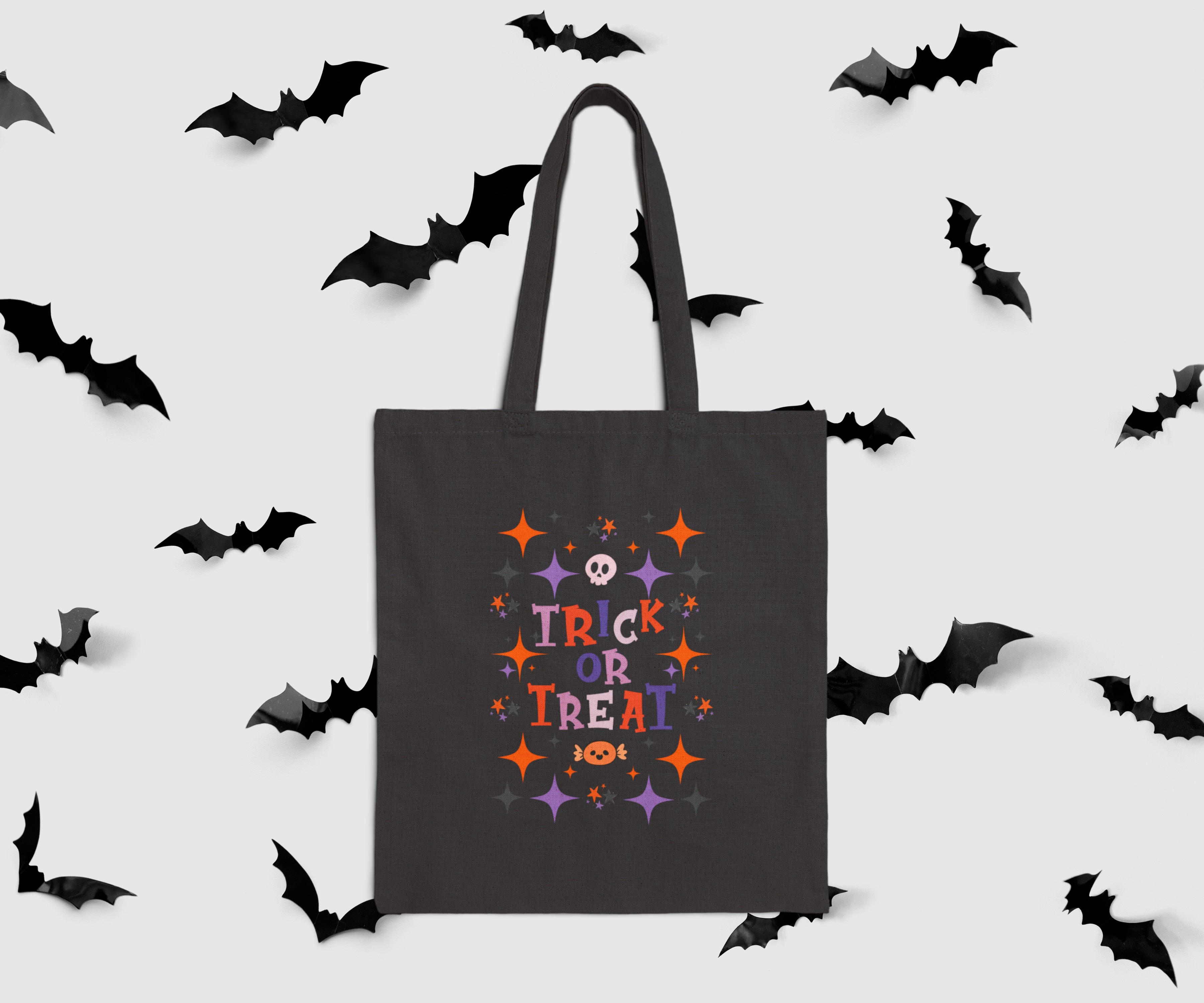 Black Halloween Trick or Treat Bag - Cotton Canvas Tote Bag Perfect for Candy Hauls and Everyday Spooky Season Vibes product thumbnail image Black Halloween Trick or Treat Bag - Cotton Canvas Tote Bag Perfect for Candy Hauls and Everyday Spooky Season Vibes product thumbnail image