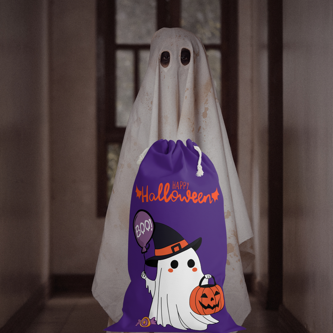 🎃 Adorable Ghost Happy Halloween Trick-or-Treat Sack 👻 product thumbnail image 🎃 Adorable Ghost Happy Halloween Trick-or-Treat Sack 👻 product thumbnail image