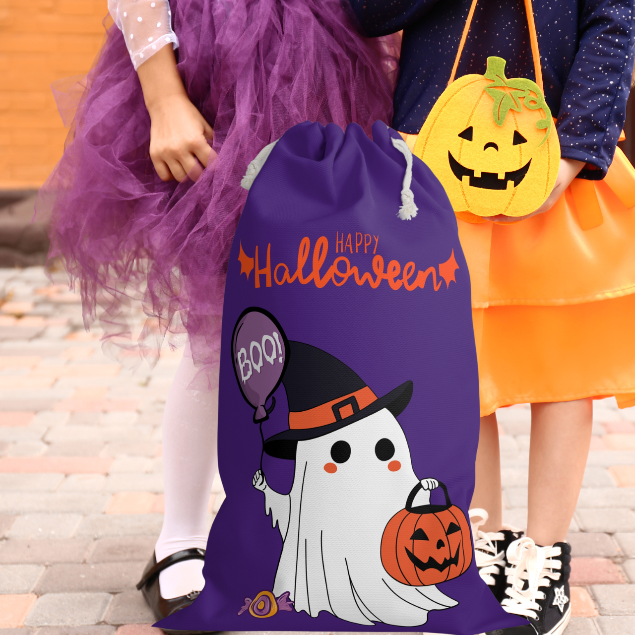 🎃 Adorable Ghost Happy Halloween Trick-or-Treat Sack 👻