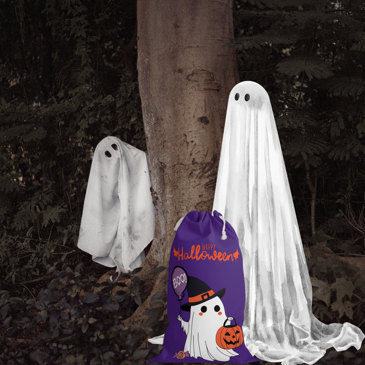 🎃 Adorable Ghost Happy Halloween Trick-or-Treat Sack 👻 product thumbnail image 🎃 Adorable Ghost Happy Halloween Trick-or-Treat Sack 👻 product thumbnail image