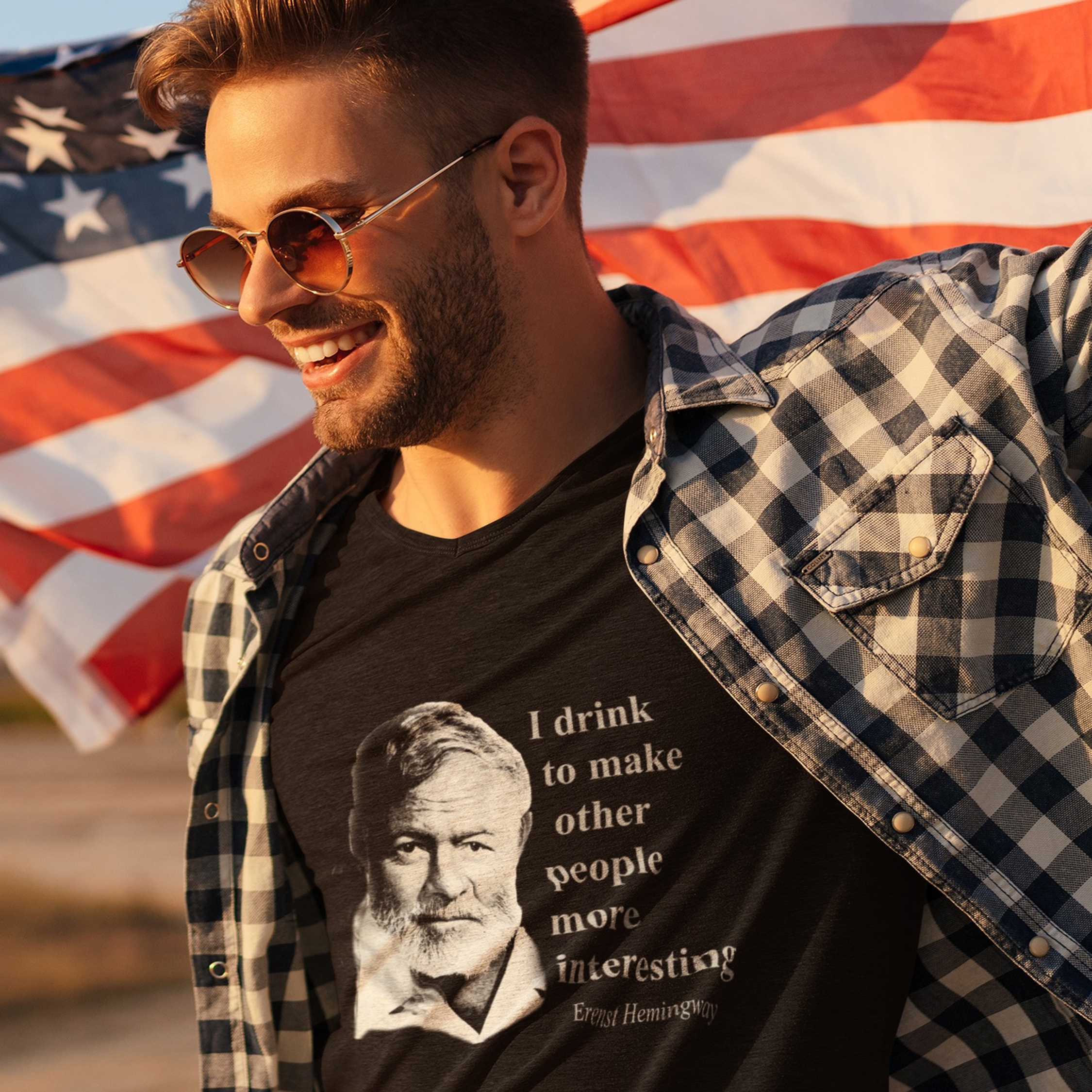 Hemingway Drinking Short Sleeve Tee product thumbnail image Hemingway Drinking Short Sleeve Tee product thumbnail image