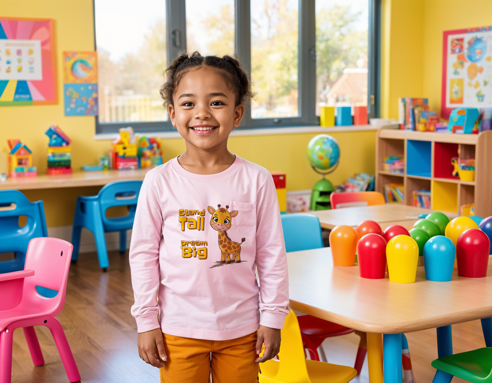 "Stand Tall, Dream Big!" Kids' Giraffe T-Shirt