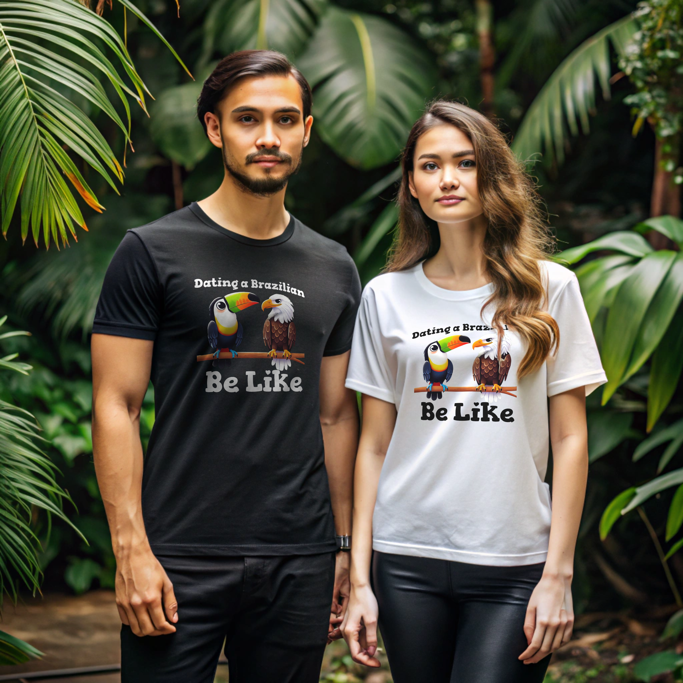Bird Duo Tee - Playful Toucan and Bald Eagle Cartoon Illustration Unisex Heavy Cotton Tee for Animal and Nature Lovers Bird Duo Tee - Playful Toucan and Bald Eagle Cartoon Illustration Unisex Heavy Cotton Tee for Animal and Nature Lovers