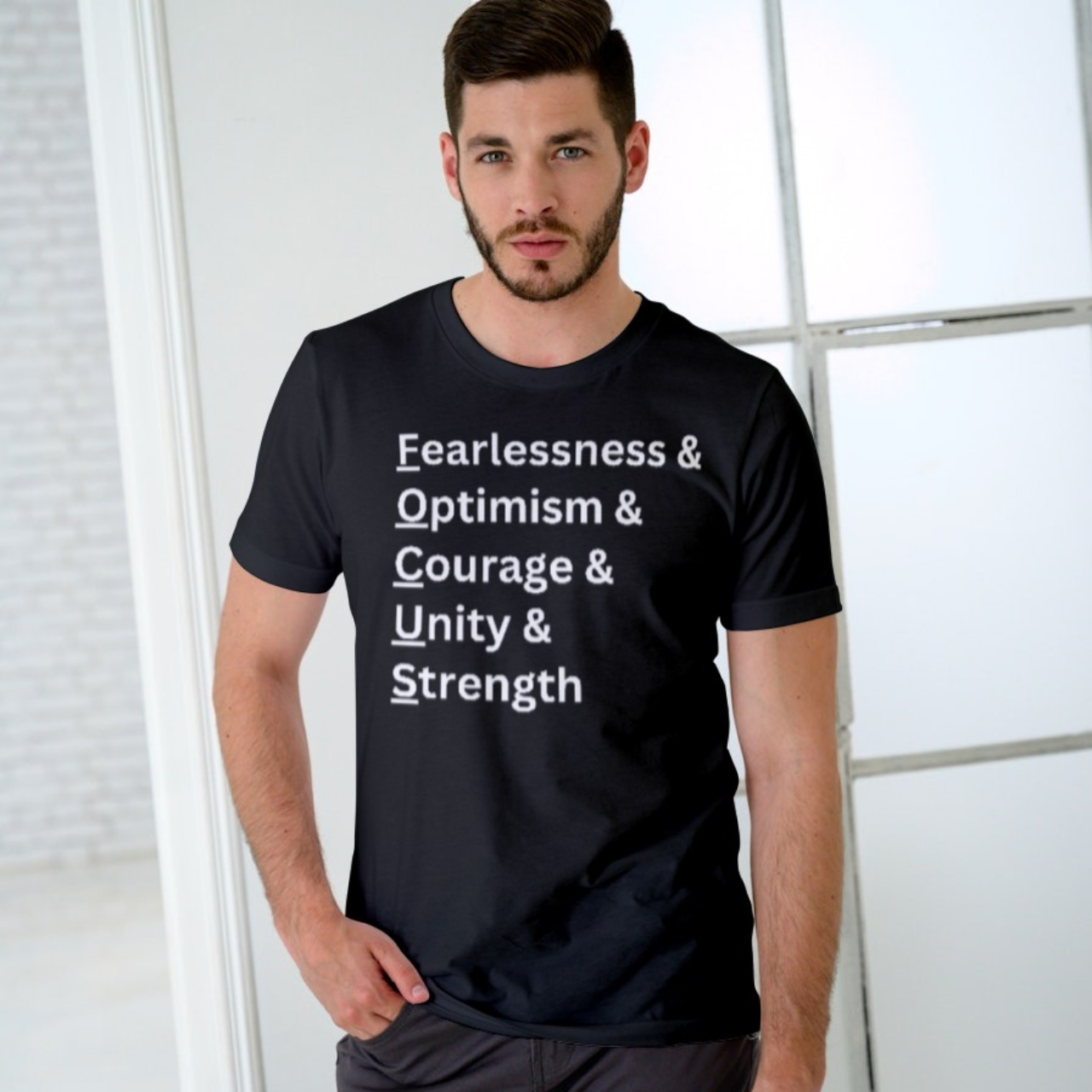 Focus Fearlessness Optimism Courage Unity Strength T-shirt product thumbnail image Focus Fearlessness Optimism Courage Unity Strength T-shirt product thumbnail image