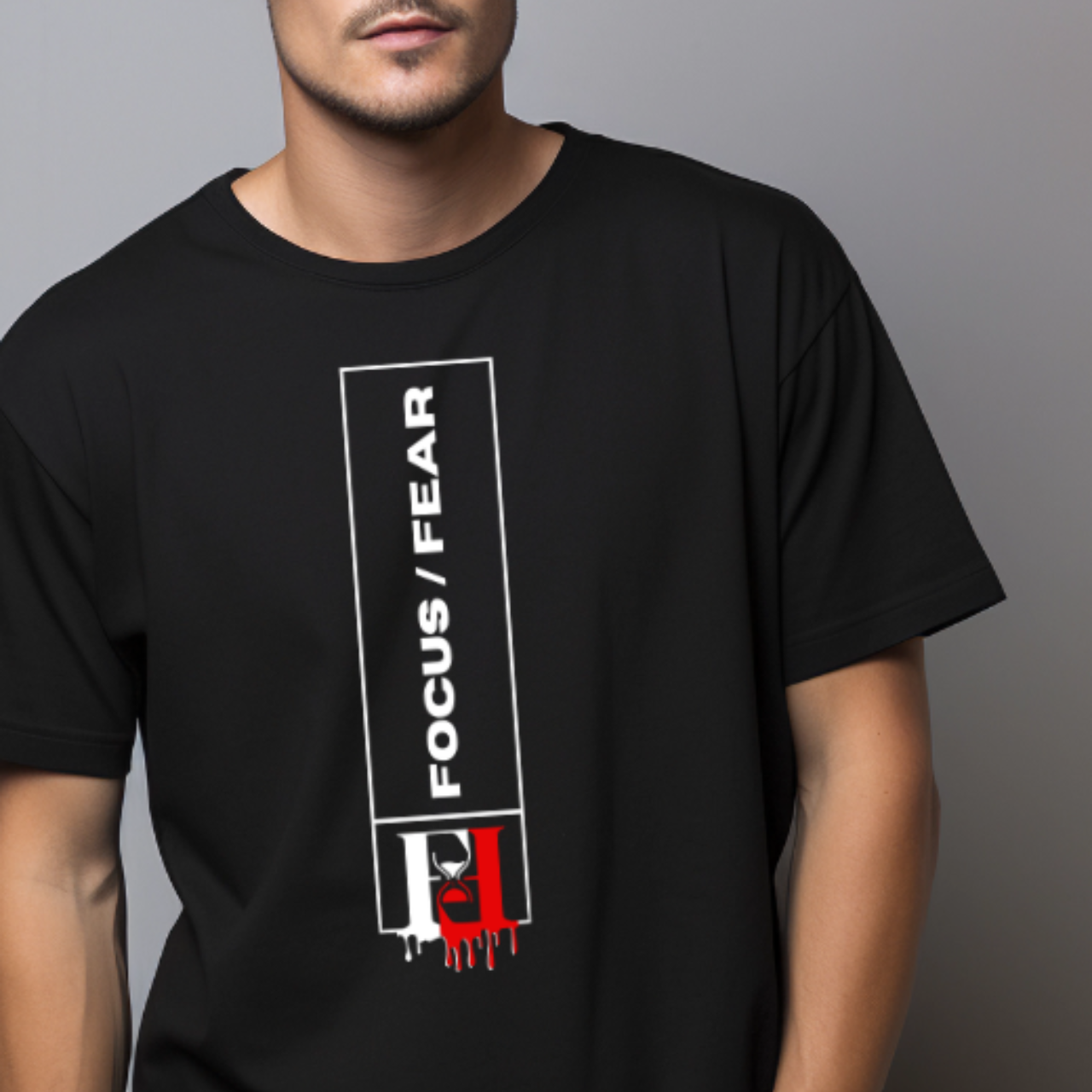T-Shirt - Focus Over Fear Vertical Graffiti Style Logo Unisex Tee T-Shirt - Focus Over Fear Vertical Graffiti Style Logo Unisex Tee