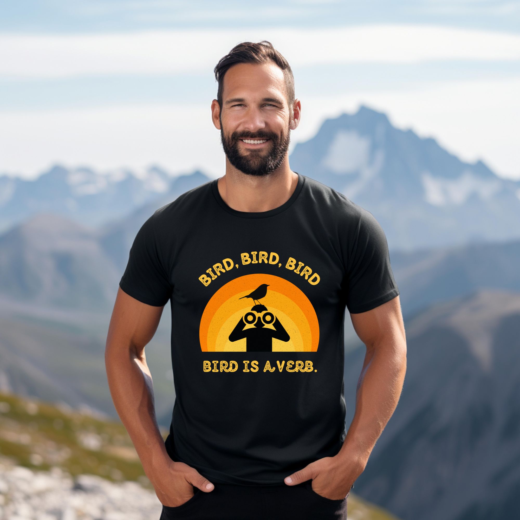 Funny Birders Unisex Tee 'Bird, Bird, Bird, Bird is a Verb' Retro T-Shirt product thumbnail image Funny Birders Unisex Tee 'Bird, Bird, Bird, Bird is a Verb' Retro T-Shirt product thumbnail image
