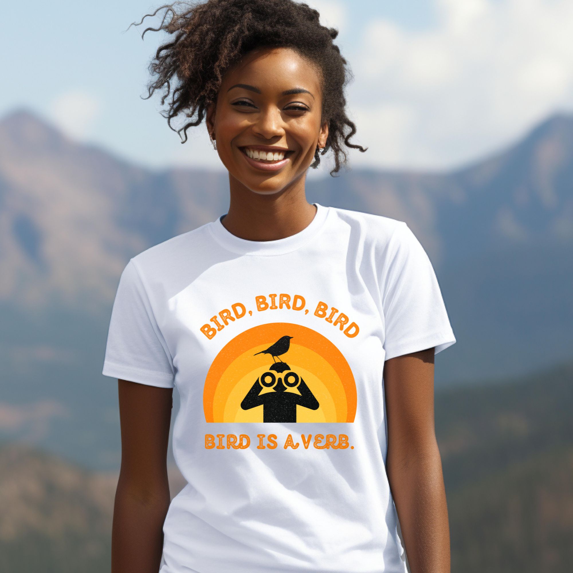 Funny Birders Unisex Tee 'Bird, Bird, Bird, Bird is a Verb' Retro T-Shirt product thumbnail image Funny Birders Unisex Tee 'Bird, Bird, Bird, Bird is a Verb' Retro T-Shirt product thumbnail image
