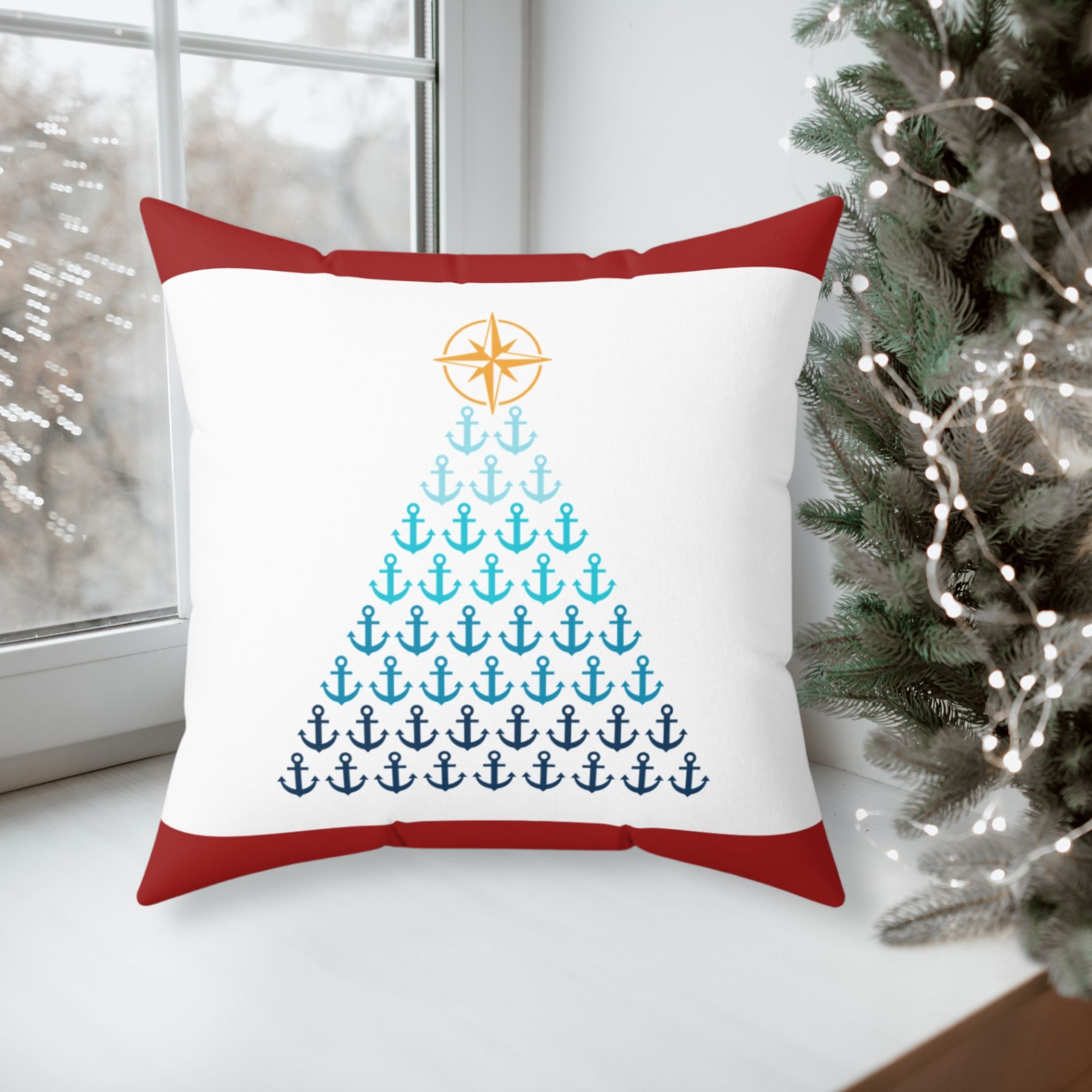 Anchor Christmas Tree Suede Pillow product thumbnail image Anchor Christmas Tree Suede Pillow product thumbnail image