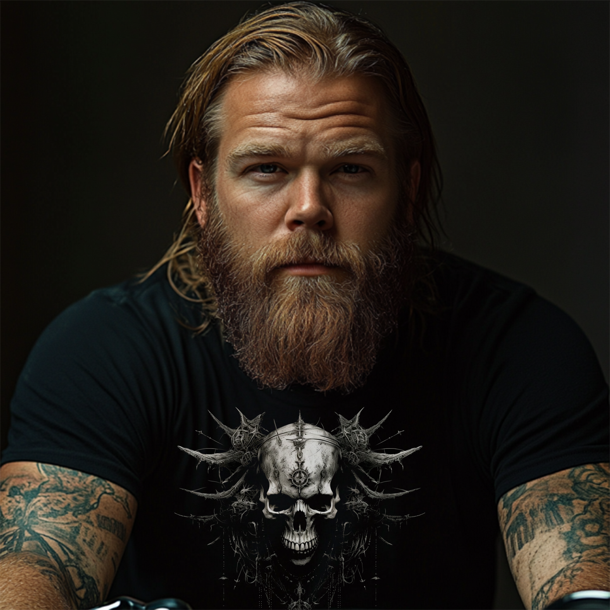 Dark Gothic Horned Skull Graphic Tee product thumbnail image Dark Gothic Horned Skull Graphic Tee product thumbnail image