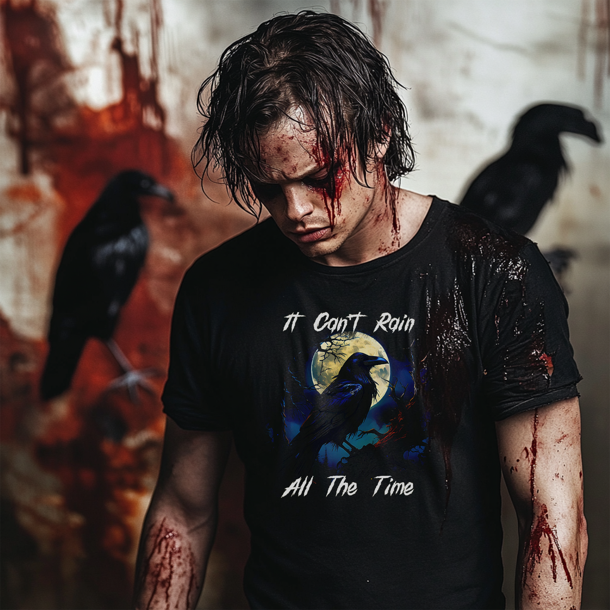 The Crow| It Can't Rain All the Time | Real Love Lasts Forever Graphic Tee product thumbnail image The Crow| It Can't Rain All the Time | Real Love Lasts Forever Graphic Tee product thumbnail image