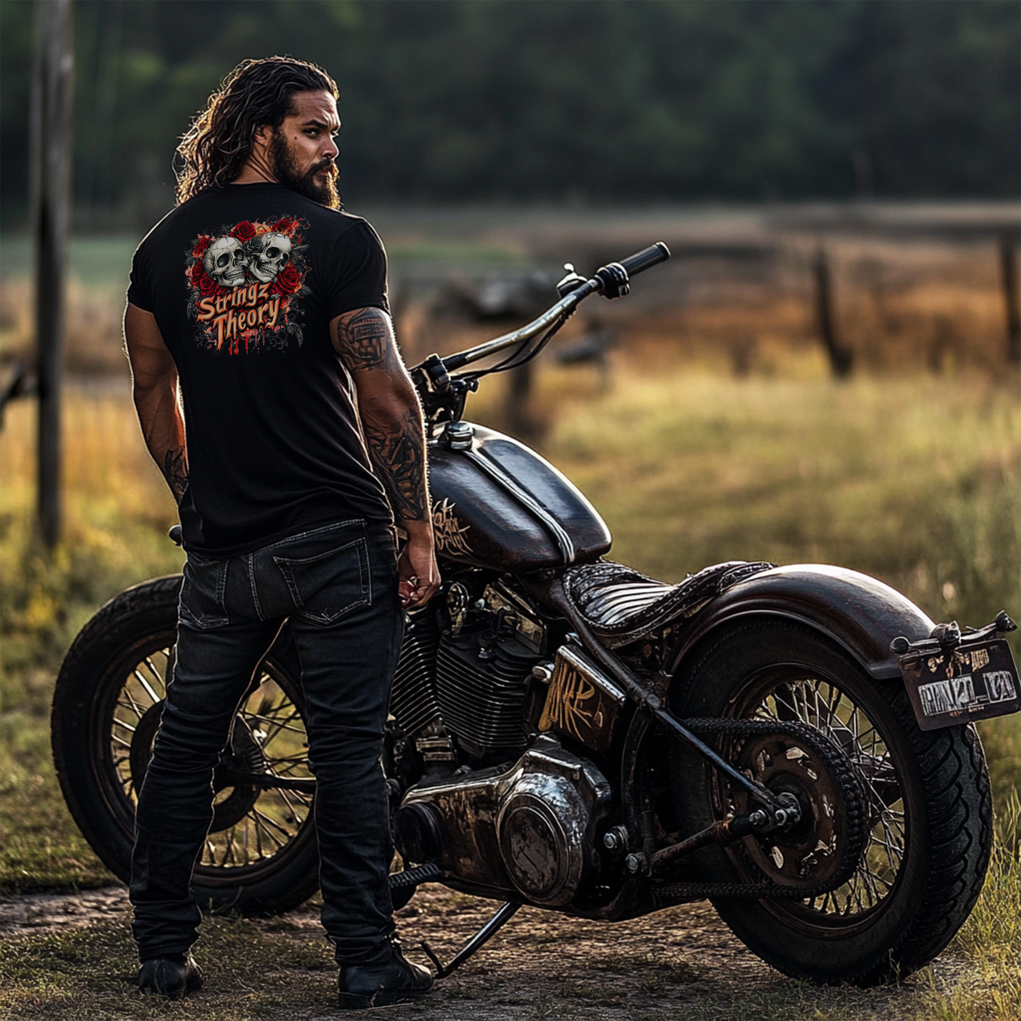 Stringz Theory Skull & Roses Logo Tee product thumbnail image Stringz Theory Skull & Roses Logo Tee product thumbnail image