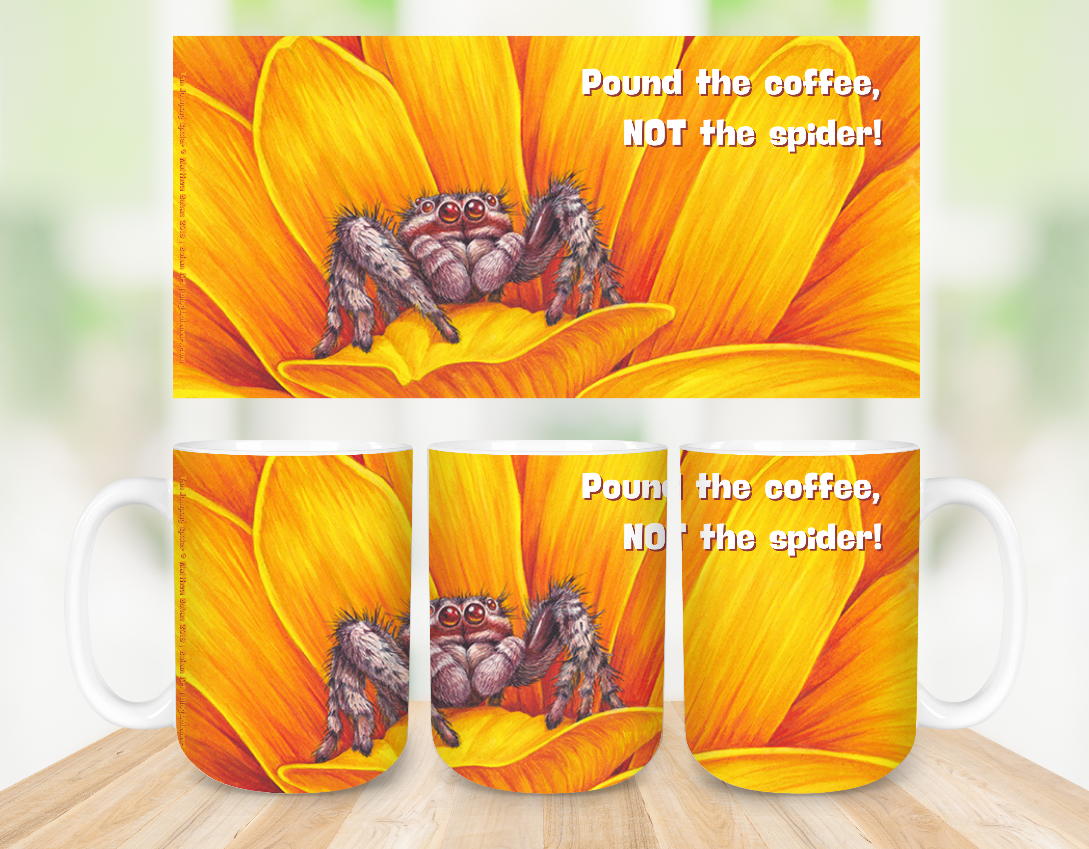 Pound the Coffee, Not the Spider! Funny Ceramic Mug 15 oz product thumbnail image Pound the Coffee, Not the Spider! Funny Ceramic Mug 15 oz product thumbnail image
