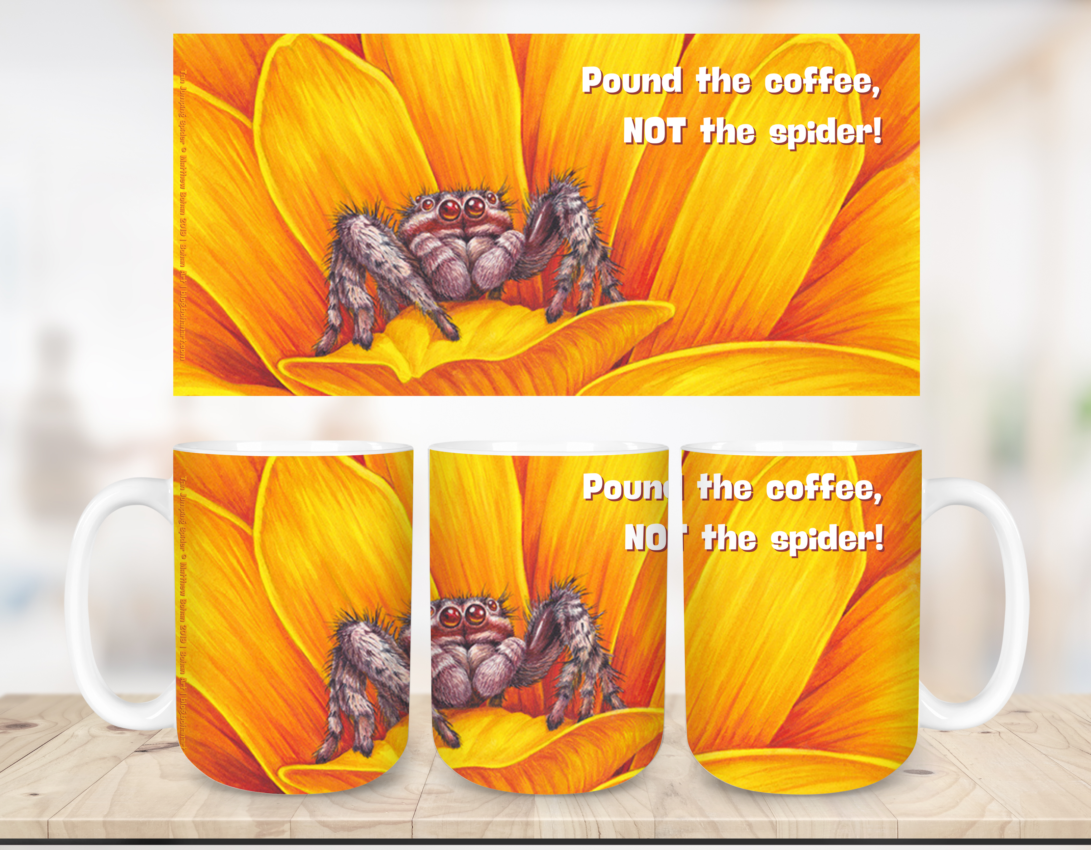 Pound the Coffee, Not the Spider! Funny Ceramic Mug 15 oz product thumbnail image Pound the Coffee, Not the Spider! Funny Ceramic Mug 15 oz product thumbnail image