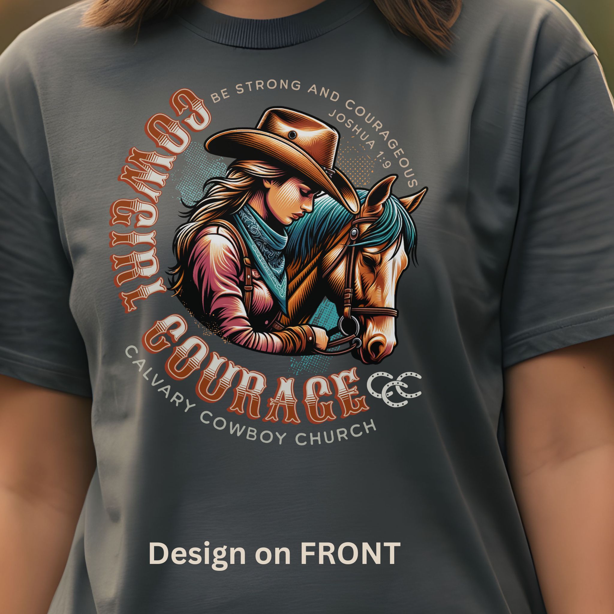 JOS 1:9 Cowgirl Courage Shirt | Design on FRONT | Bella & Canvas 3001 Shirt JOS 1:9 Cowgirl Courage Shirt | Design on FRONT | Bella & Canvas 3001 Shirt