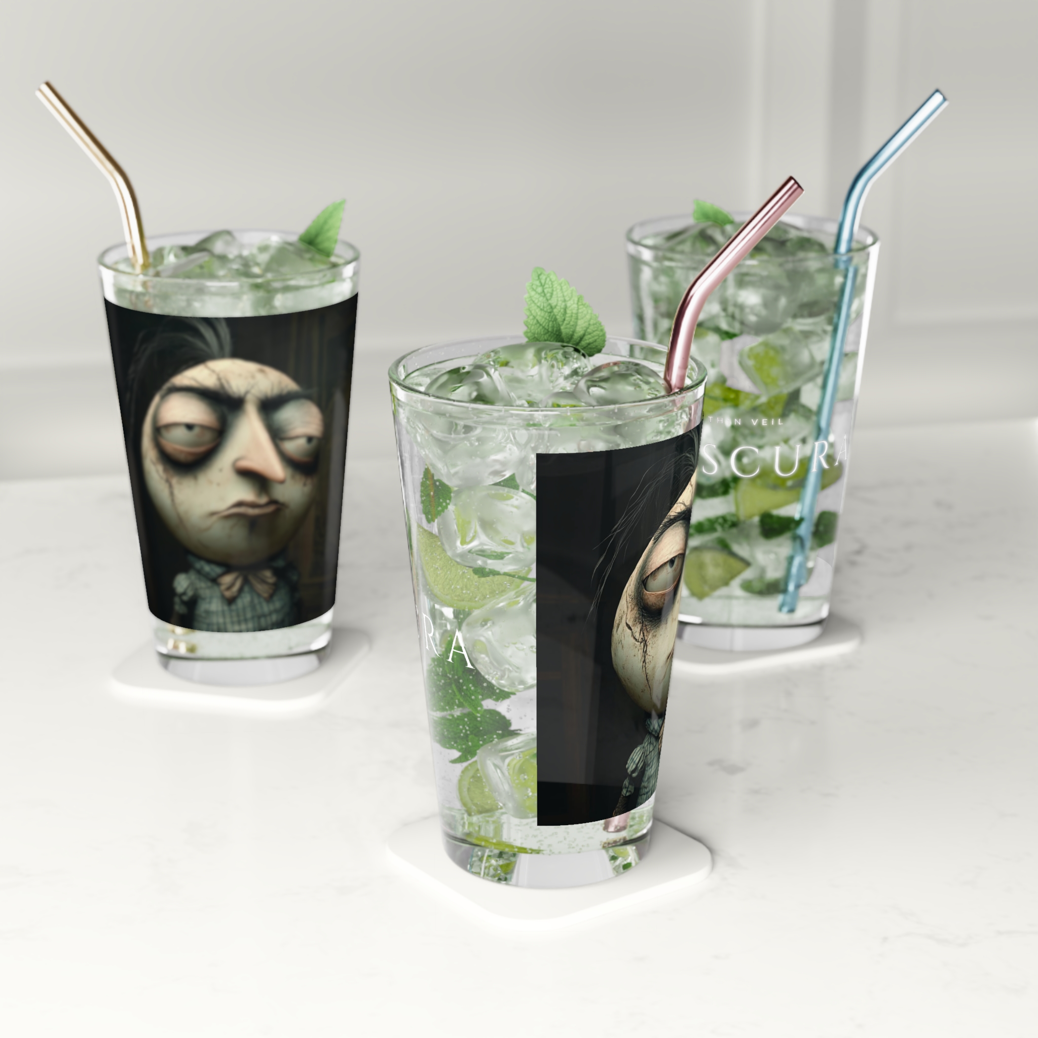 Pint Glass, Thin Veil Obscura Artwork, Home Decor, Barware, Unique Gift, Kitchen Accessories, Drinkware product thumbnail image