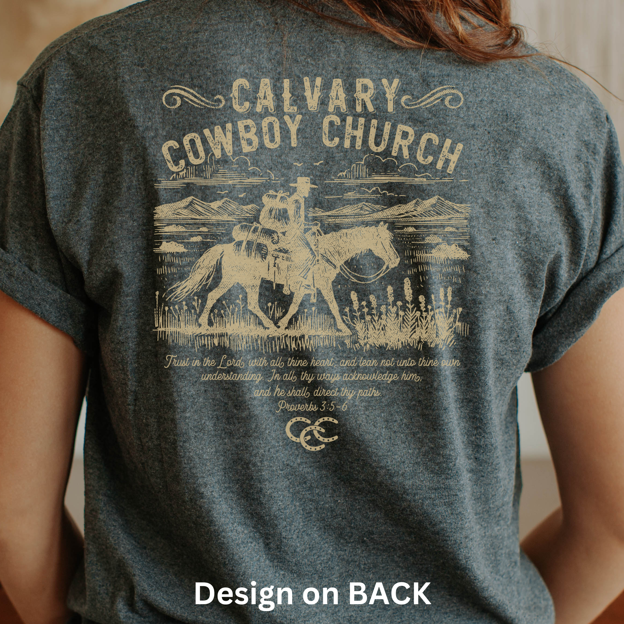 PROV 3:5-6 - Steady Trail T-Shirt | Design on BACK | GILDAN 5000 Shirt PROV 3:5-6 - Steady Trail T-Shirt | Design on BACK | GILDAN 5000 Shirt