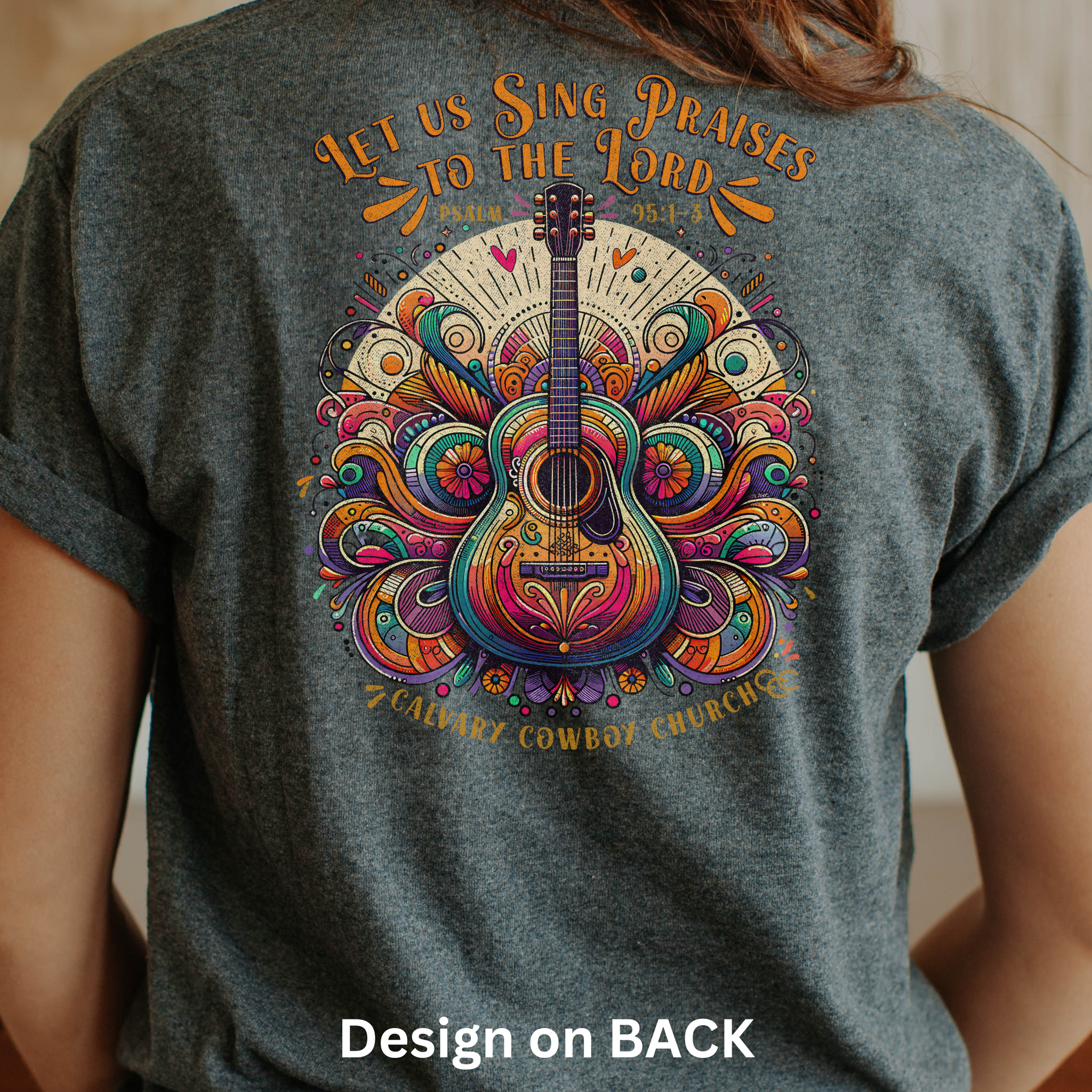 PS 95:1-3 Let Us Sing Praises | Unisex Heavy Cotton Tee | Design on BACK | Gildan 5000 Shirt PS 95:1-3 Let Us Sing Praises | Unisex Heavy Cotton Tee | Design on BACK | Gildan 5000 Shirt