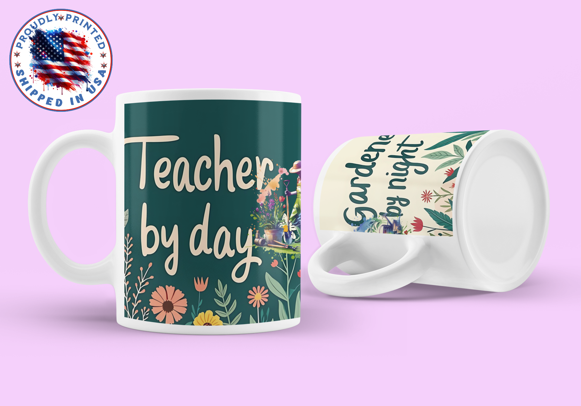 Teach by Day, Garden by Night – The Perfect Mug for Passionate Educators ,Ceramic Mug, (11oz, 15oz) product thumbnail image