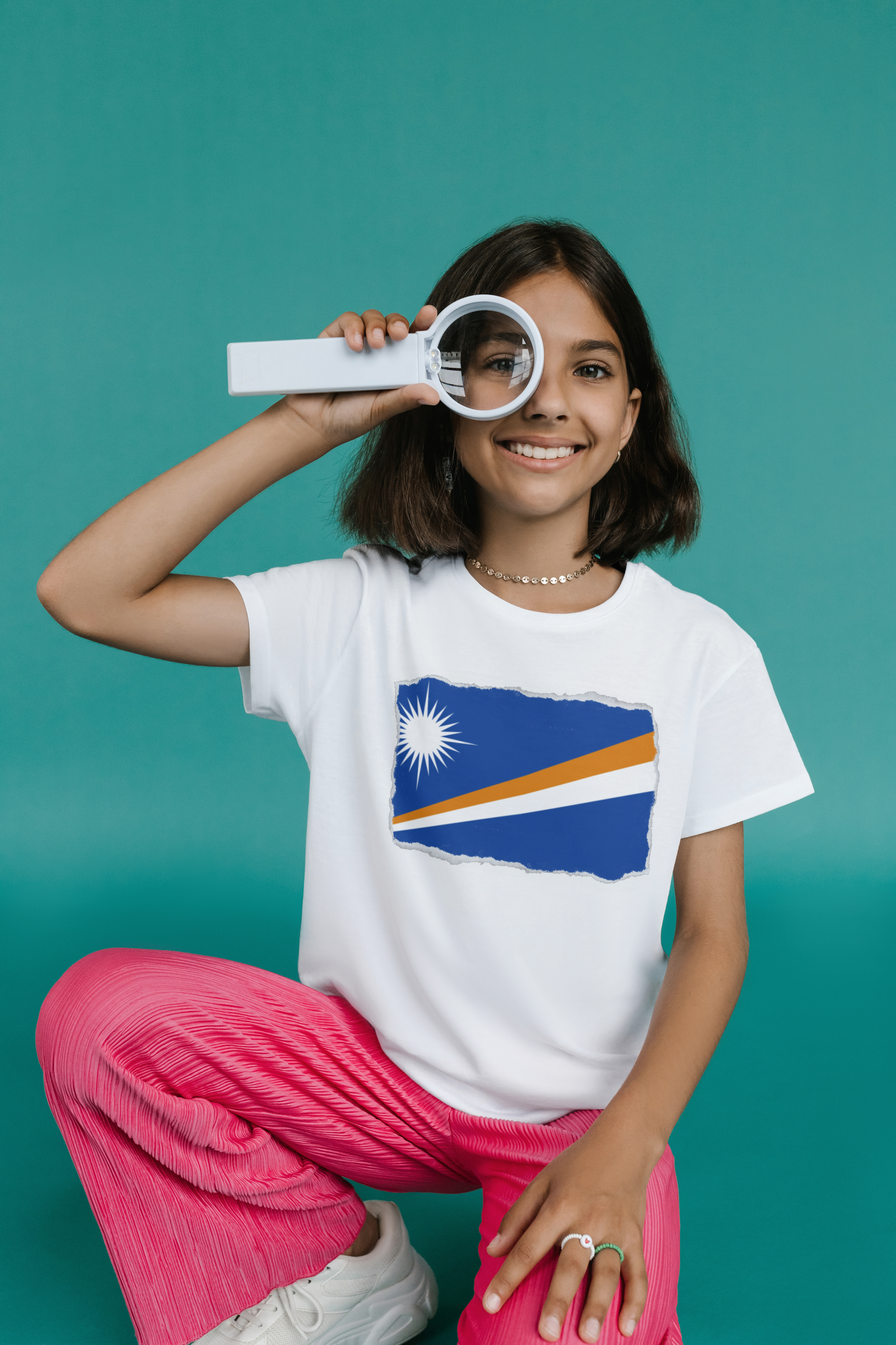Kids distressed Marshallese flag t-shirt