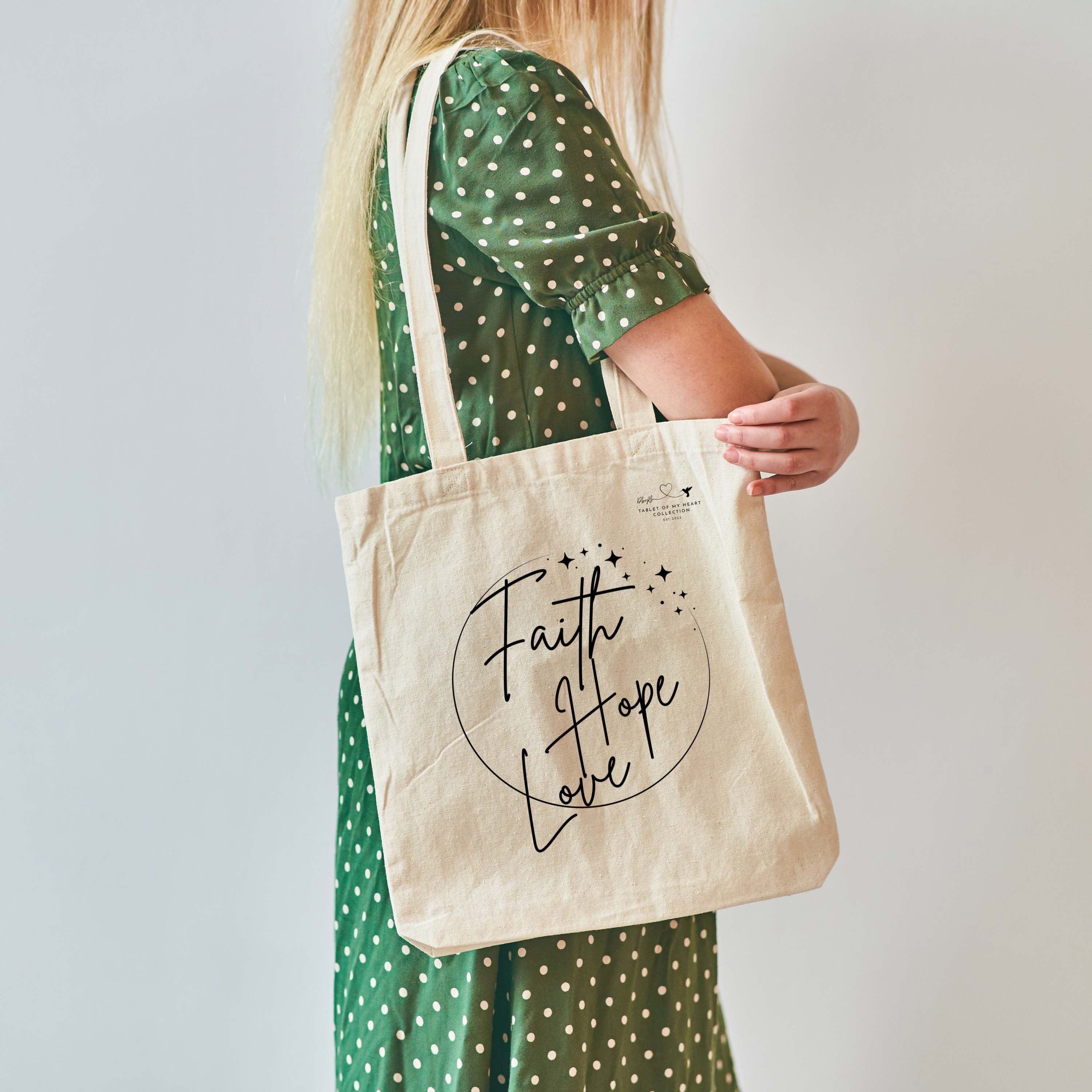 Faith Hope Love Tote bag Christian message on Cotton Canvas Tote Bag Pretty aesthetic tote Shopping bag with positive saying product thumbnail image Faith Hope Love Tote bag Christian message on Cotton Canvas Tote Bag Pretty aesthetic tote Shopping bag with positive saying product thumbnail image