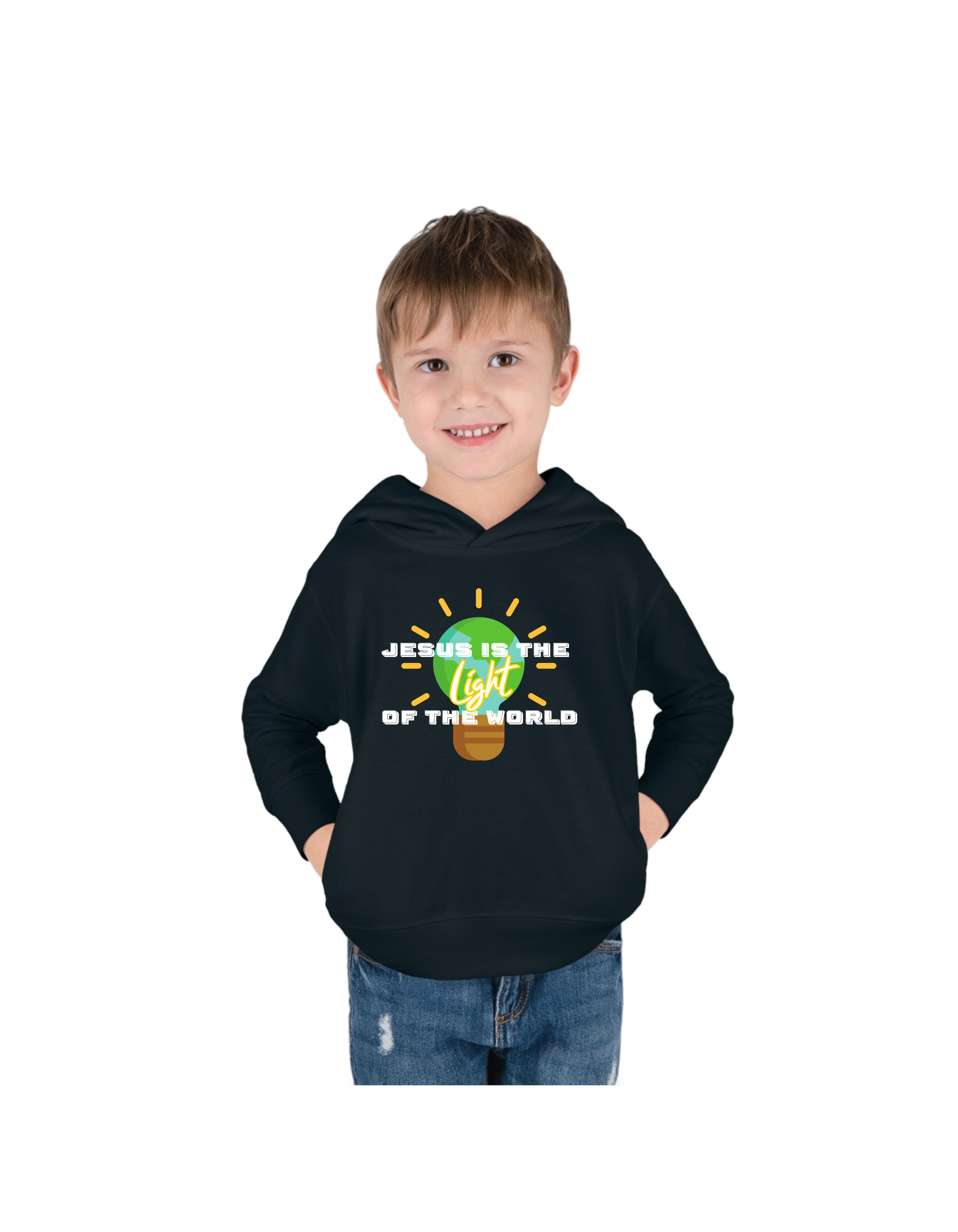 Jesus is the Light of the World Toddler Pullover Fleece Hoodie product thumbnail image Jesus is the Light of the World Toddler Pullover Fleece Hoodie product thumbnail image
