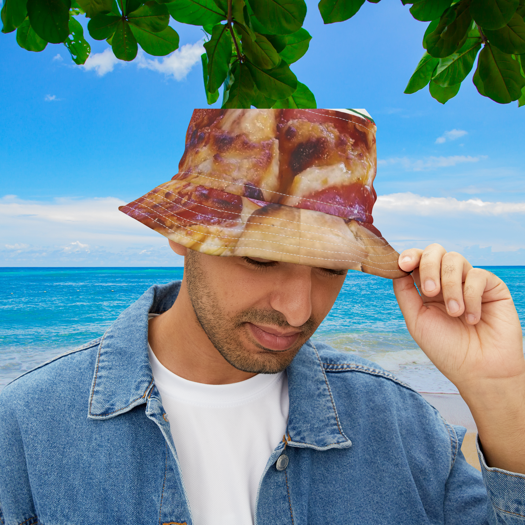 Bucket of pizza Hat (AOP) product thumbnail image Bucket of pizza Hat (AOP) product thumbnail image