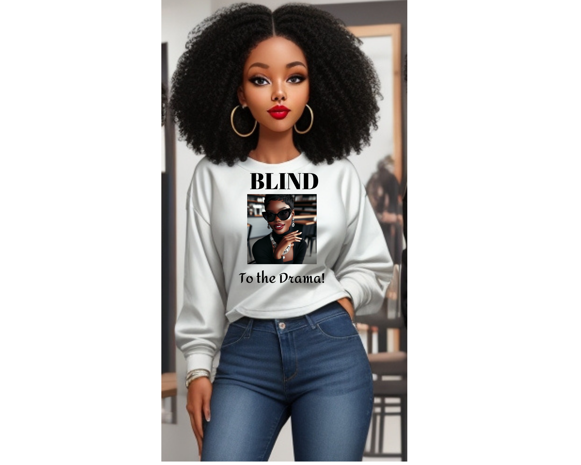 Blind to the Drama - Women's Crewneck Sweatshirt (AOP) Blind to the Drama - Women's Crewneck Sweatshirt (AOP)