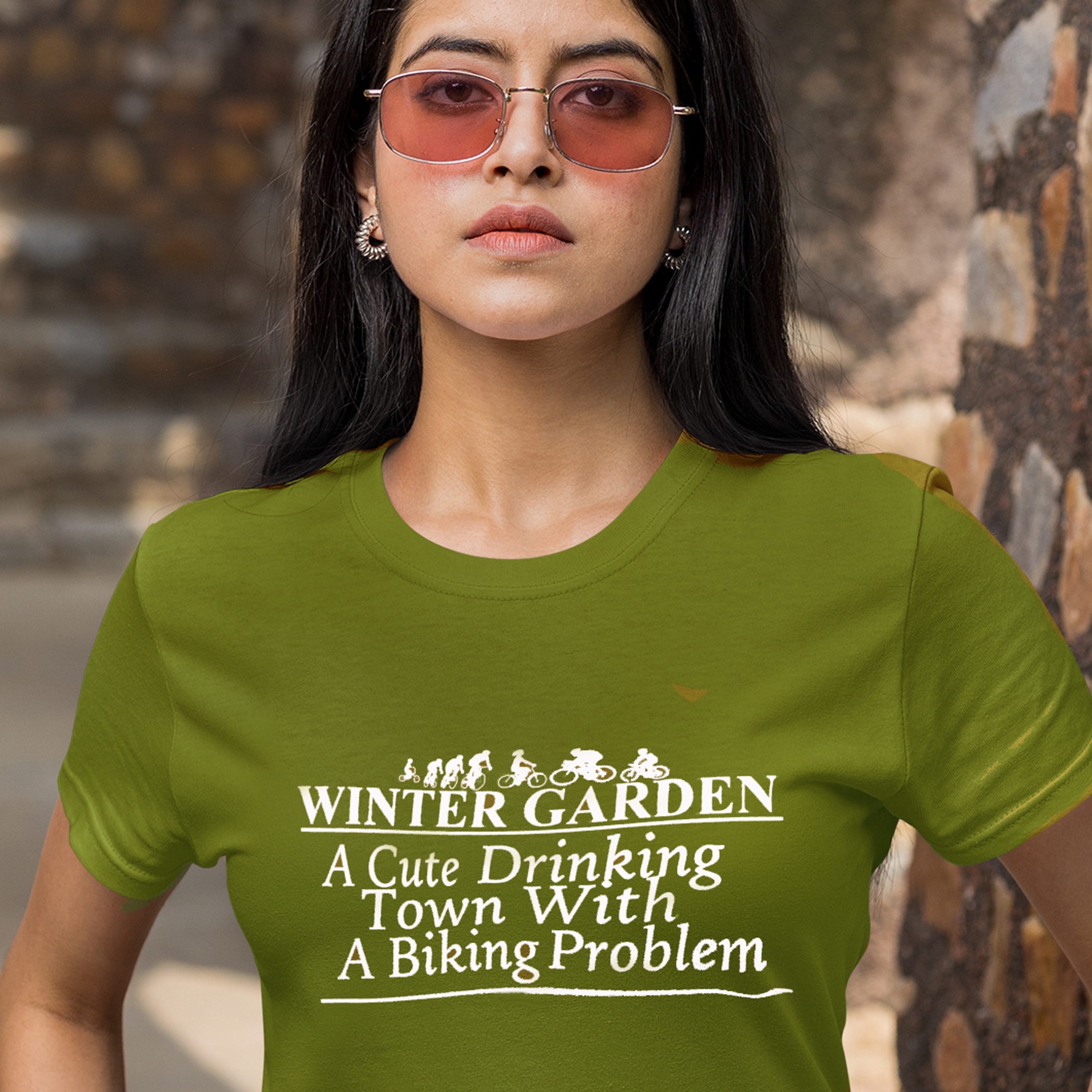 Winter Garden Biking Problem Cotton T-shirt Winter Garden Biking Problem Cotton T-shirt