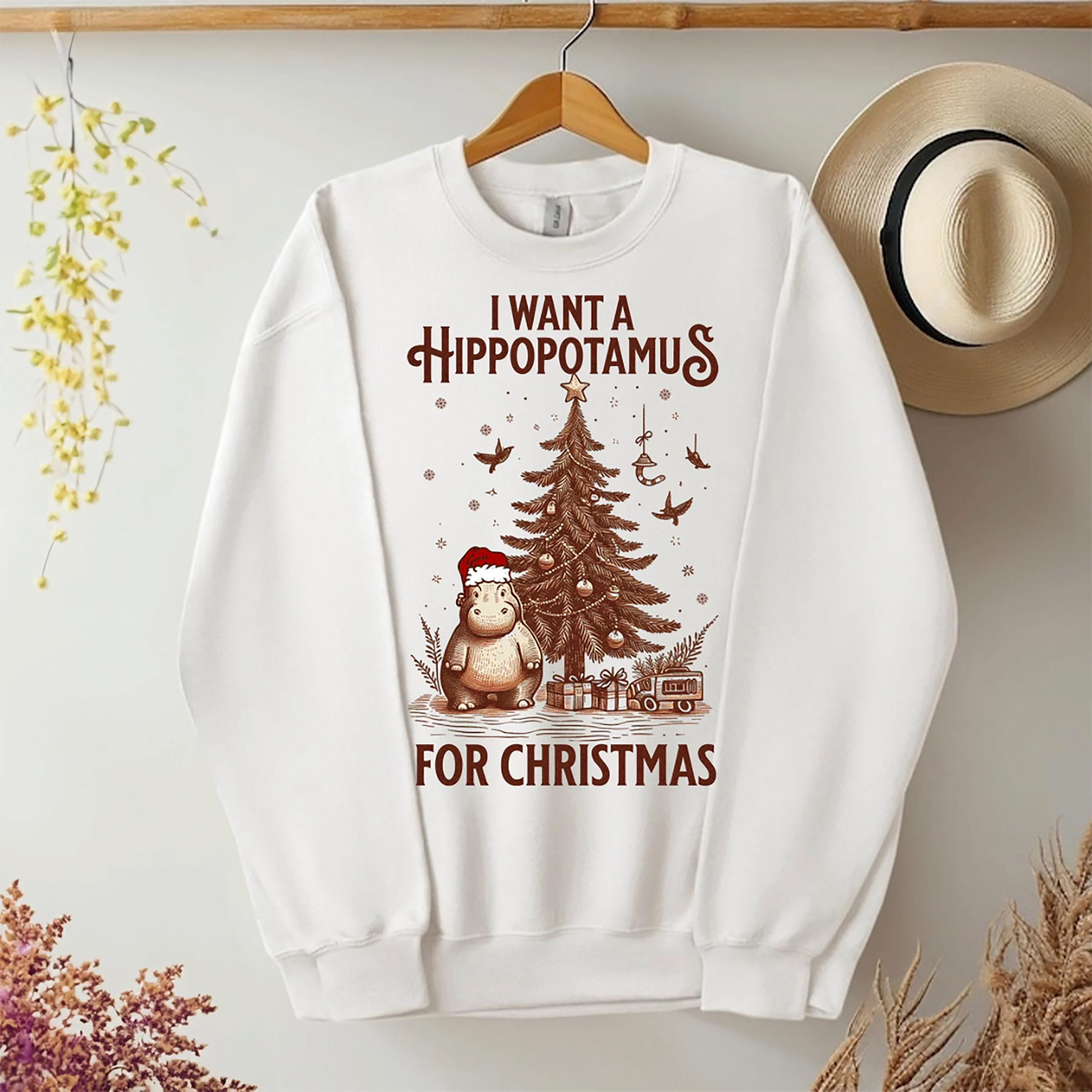 I Want a Hippopotamus For Christmas Shirt, Christmas Gift Ideas, Hippopotamus Lovers Tee, Holiday Apparel, Christmas Sweatshirt