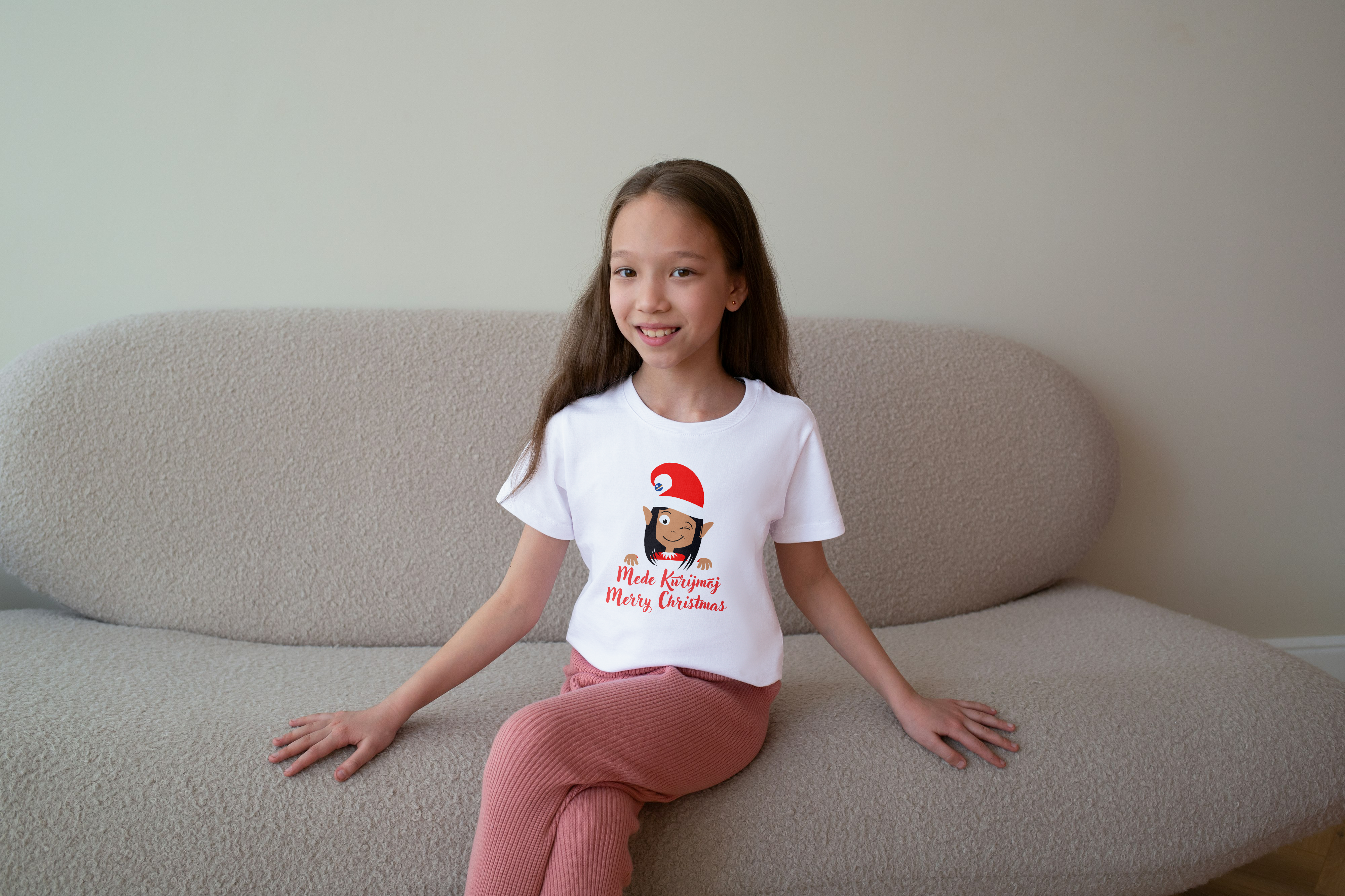 Kids T-Shirt Christmas winking Elf