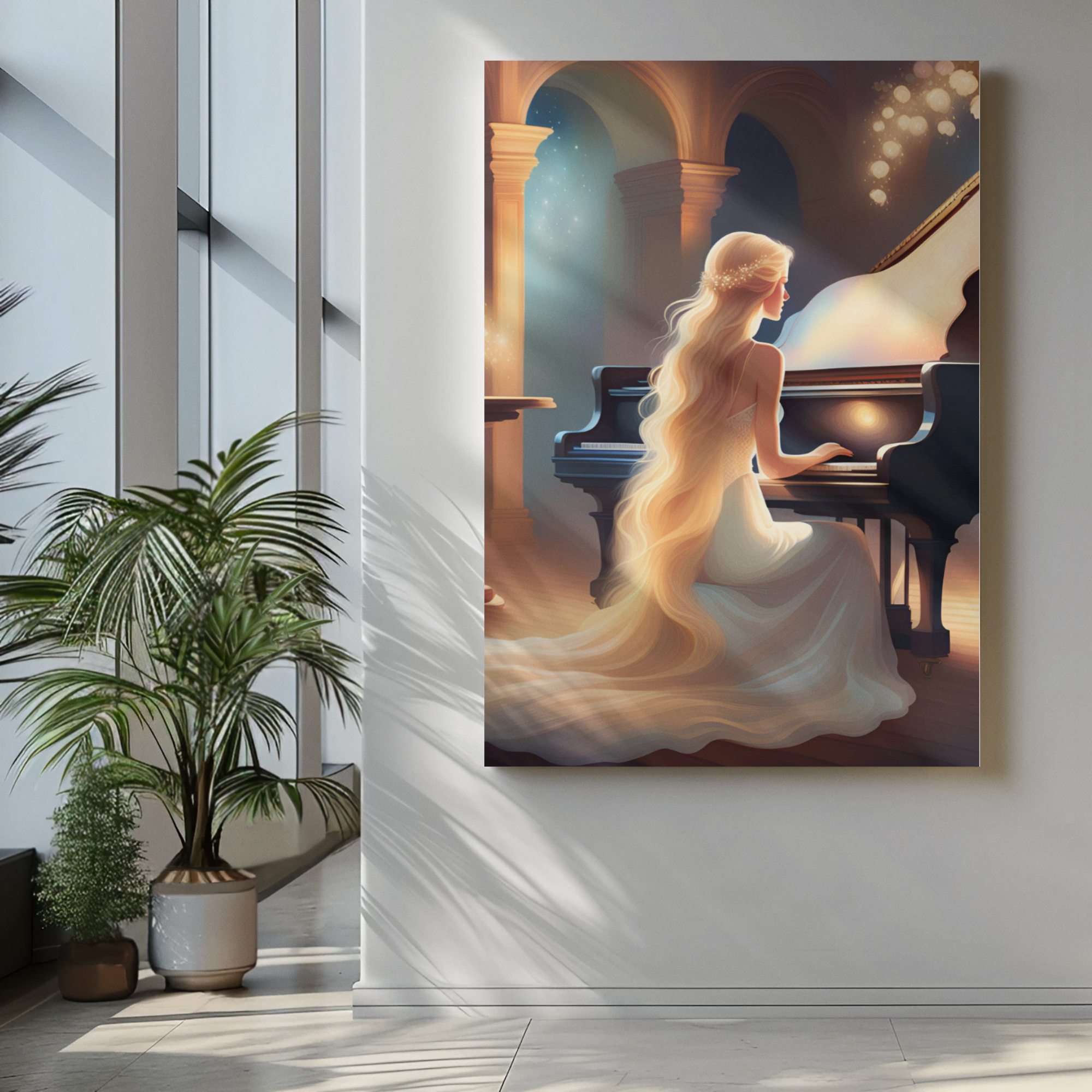 Serene Art Print of Woman at Piano Classical, Romantic Wall Decor