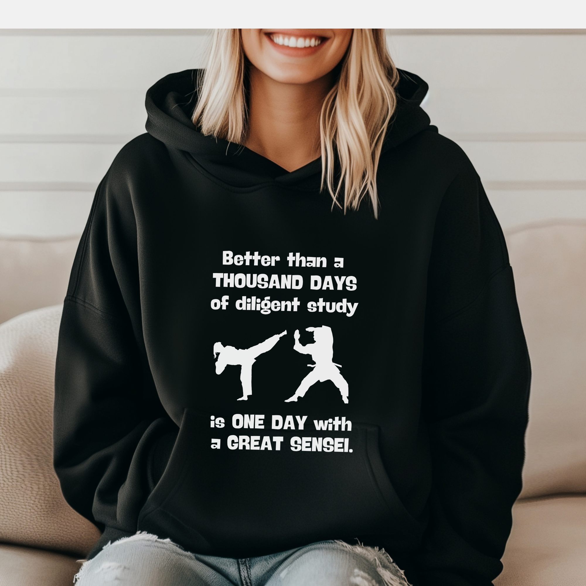 Karate Hoodie Sweatshirt | One Day with a Great Sensei | Martial Arts Apparel | Karate Gift, Unisex product thumbnail image Karate Hoodie Sweatshirt | One Day with a Great Sensei | Martial Arts Apparel | Karate Gift, Unisex product thumbnail image
