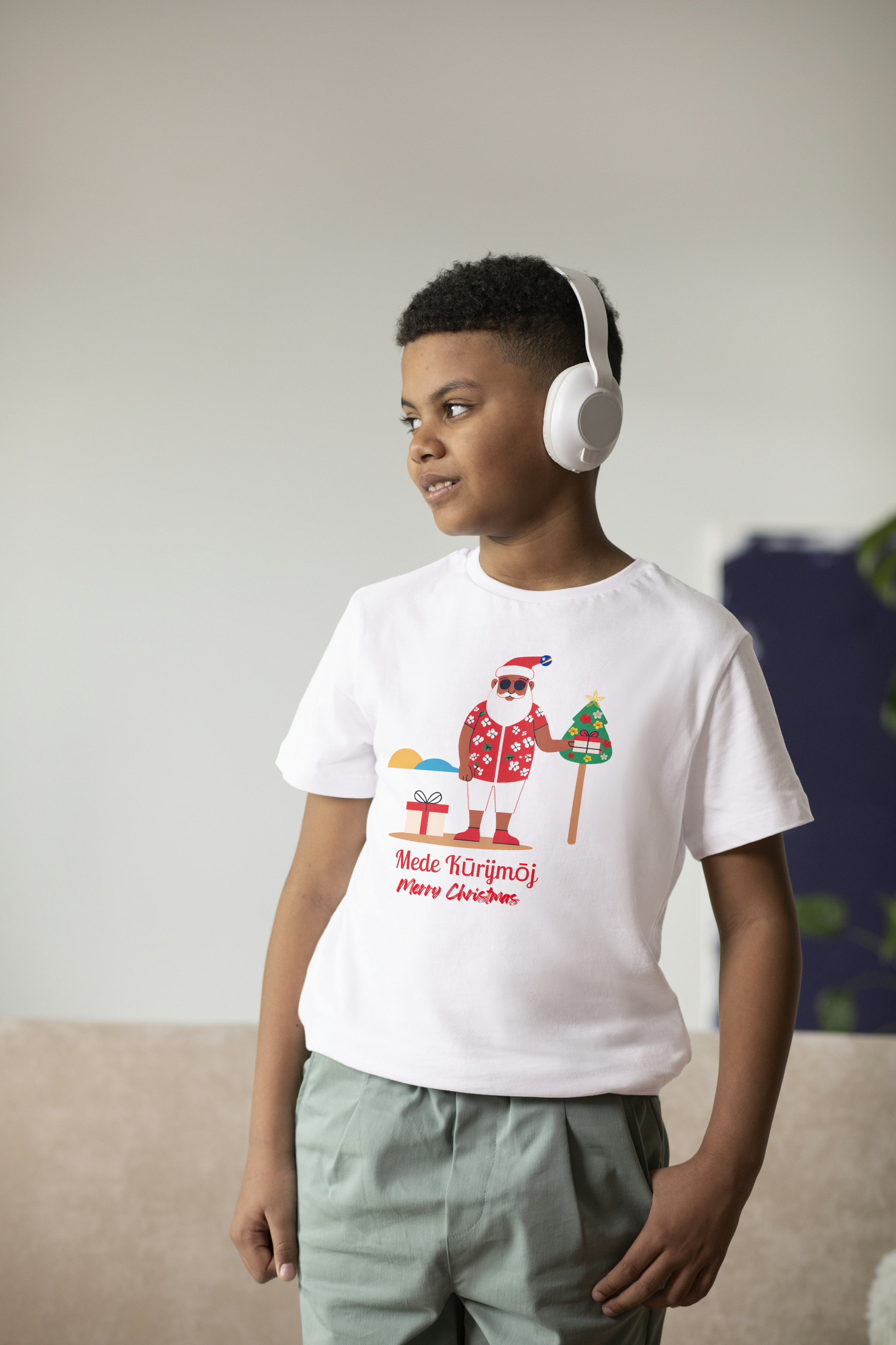 Unisex Kids Tee - Santa on a Beach 