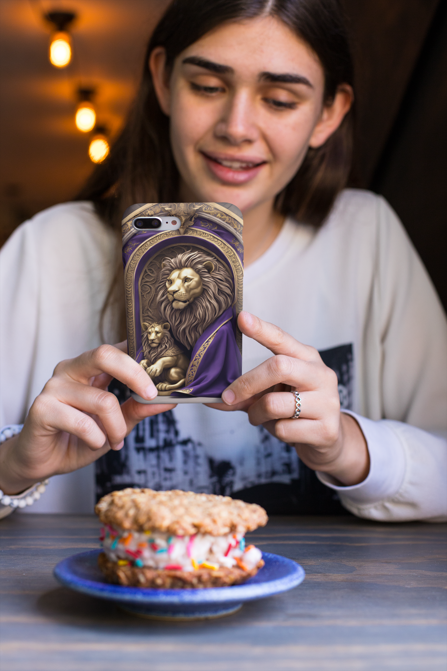 Regal Lion Family Phone Case Protective Tough Cover with Royal Gold and Purple Design, Lion and Cub Art, Wildlife iPhone/Android Case, Animal Lovers Gift product thumbnail image Regal Lion Family Phone Case Protective Tough Cover with Royal Gold and Purple Design, Lion and Cub Art, Wildlife iPhone/Android Case, Animal Lovers Gift product thumbnail image