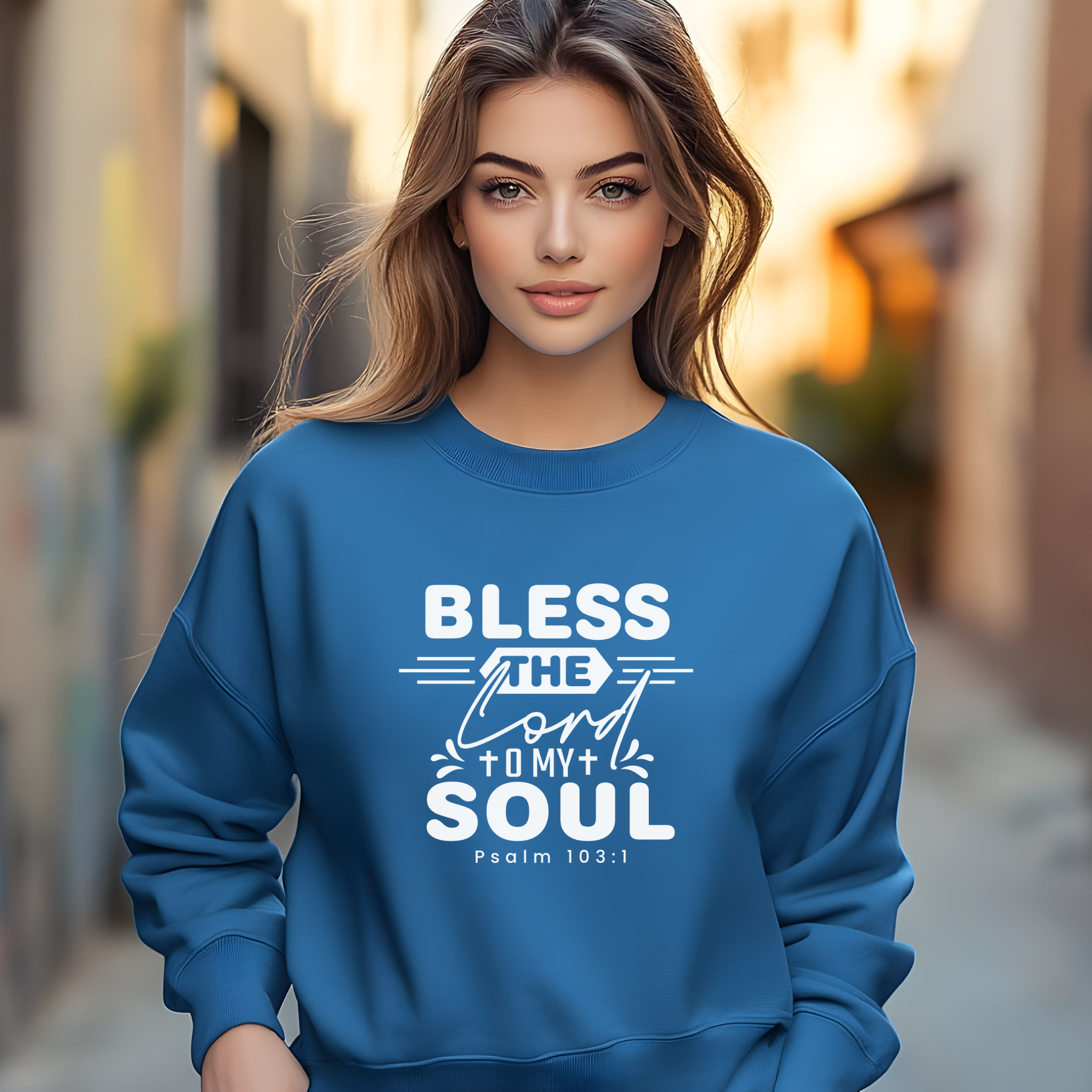 Christian Religious Bible Verse Sweatshirt, Psalm 103:1, Bless The Lord O My Soul, Unisex Crewneck Jumper, Religious Apparel, Christian