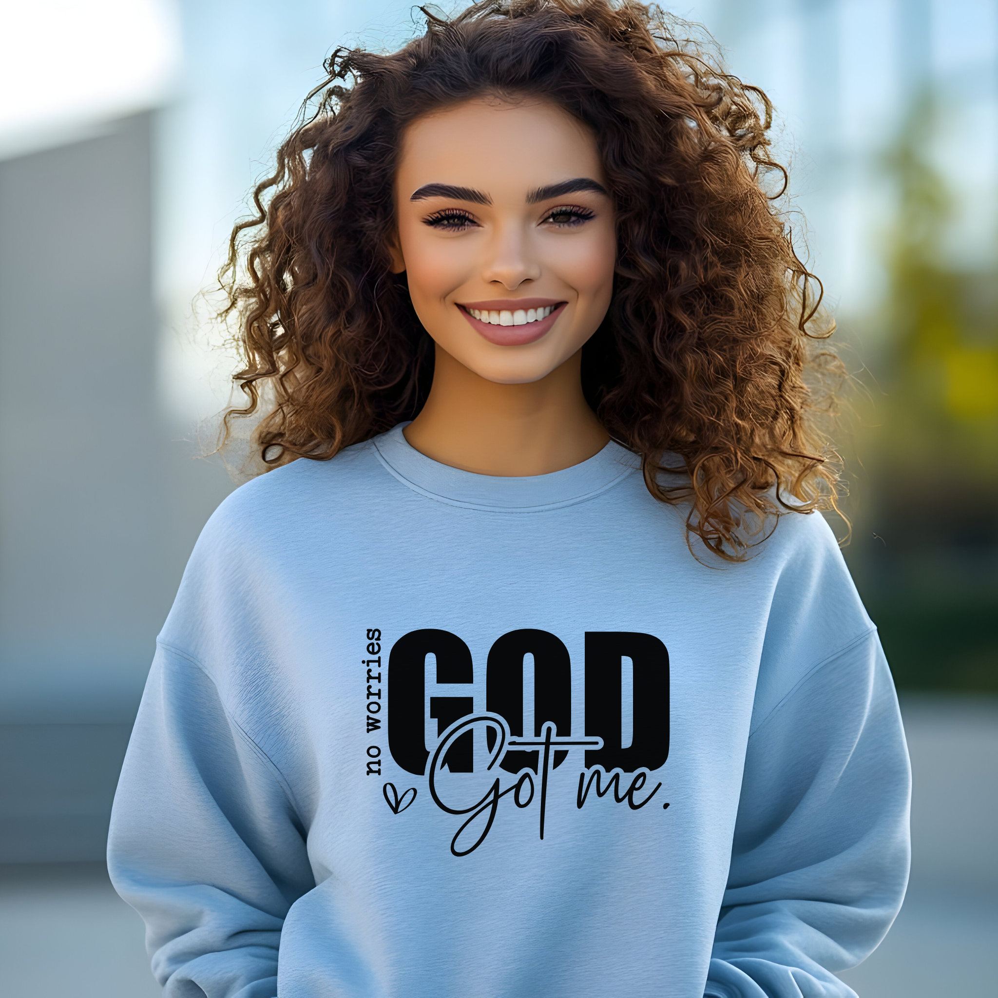 Christian Sweatshirt 'No Worries God Got Me' Unisex, Religious Jumper, Inspirational Crewneck, Trust in God Pullover, Christian Gifts for product thumbnail image Christian Sweatshirt 'No Worries God Got Me' Unisex, Religious Jumper, Inspirational Crewneck, Trust in God Pullover, Christian Gifts for product thumbnail image