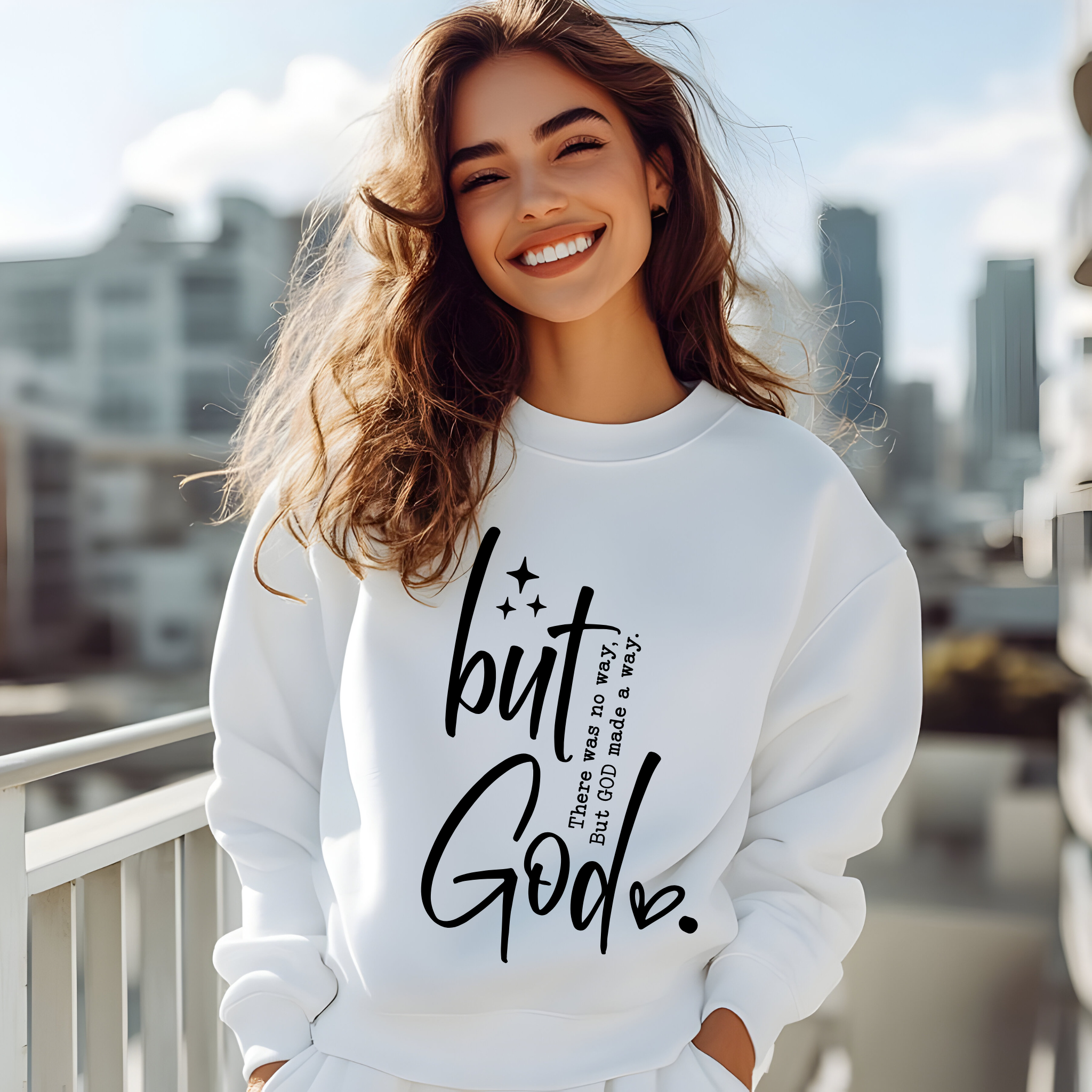 Religious Sweatshirt, Christian Apparel, Bible Verse Crewneck, Trendy Religious Clothing, But God Sweatshirt, Unisex Christian Top product thumbnail image