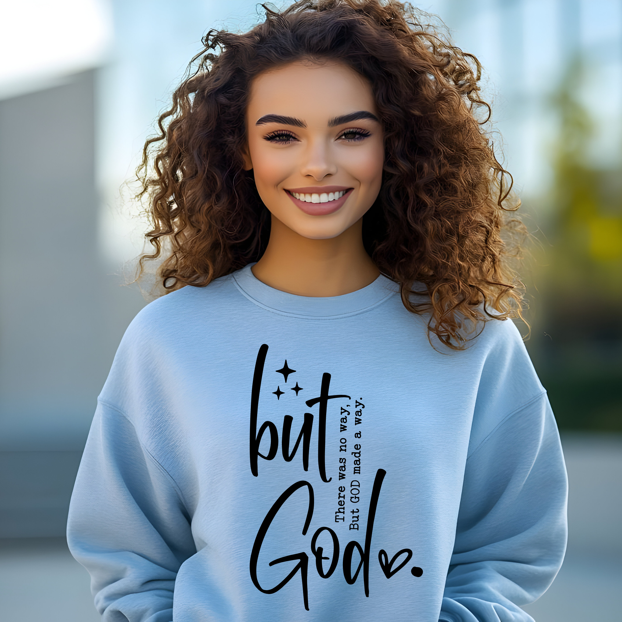 Religious Sweatshirt, Christian Apparel, Bible Verse Crewneck, Trendy Religious Clothing, But God Sweatshirt, Unisex Christian Top product thumbnail image