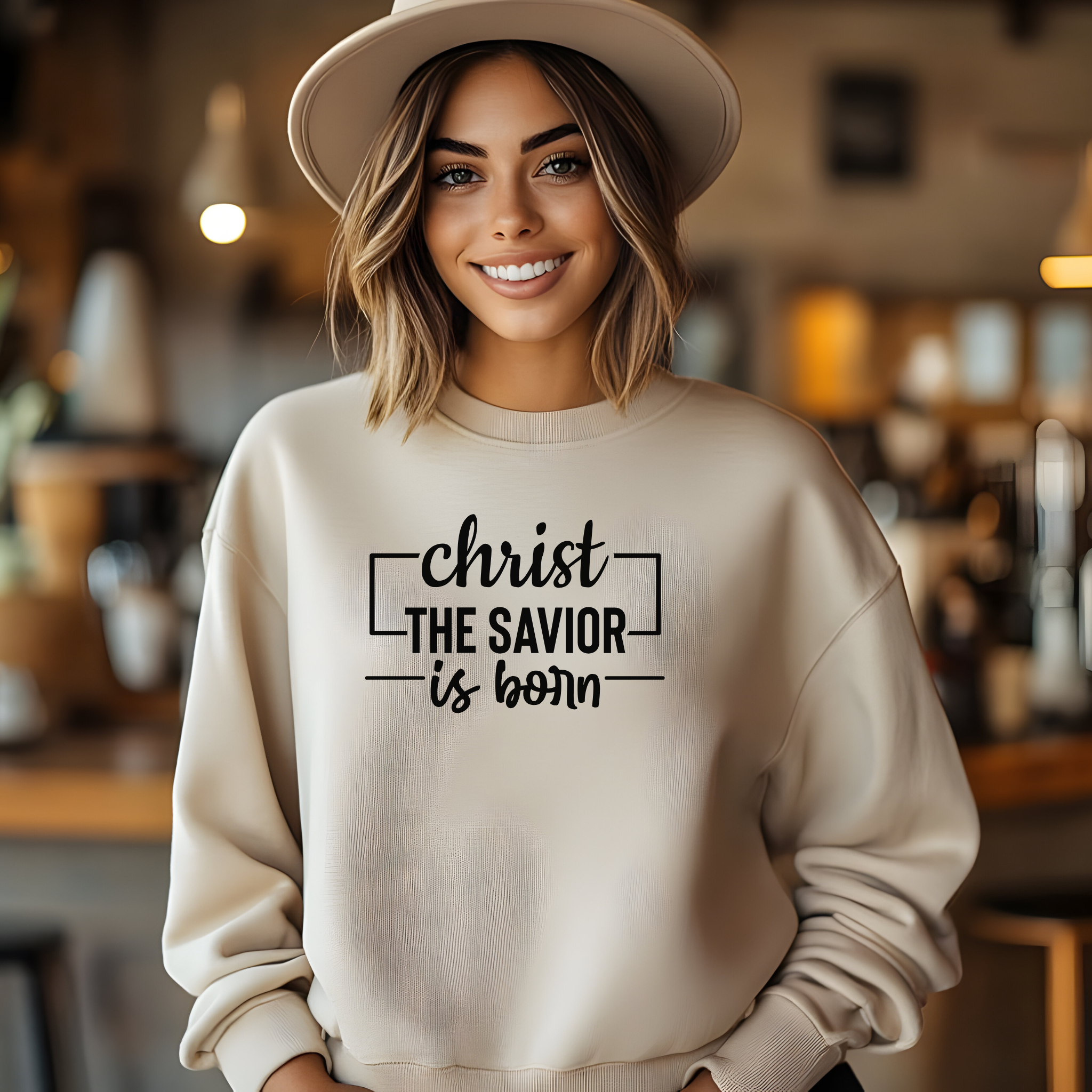 Religious Christmas Unisex Sweatshirt, FaithFusion's Christmas 'Christ The Savior Is Born' Crewneck Jumper, Men Women Gift, Holiday Apparel product thumbnail image Religious Christmas Unisex Sweatshirt, FaithFusion's Christmas 'Christ The Savior Is Born' Crewneck Jumper, Men Women Gift, Holiday Apparel product thumbnail image