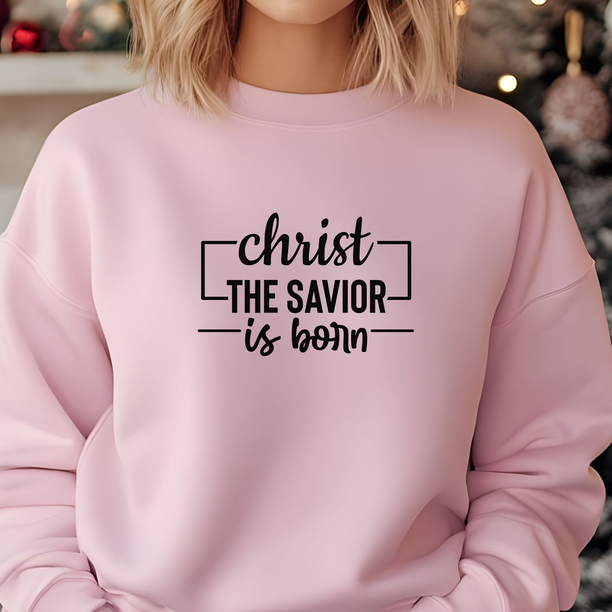 Religious Christmas Unisex Sweatshirt, FaithFusion's Christmas 'Christ The Savior Is Born' Crewneck Jumper, Men Women Gift, Holiday Apparel product thumbnail image
