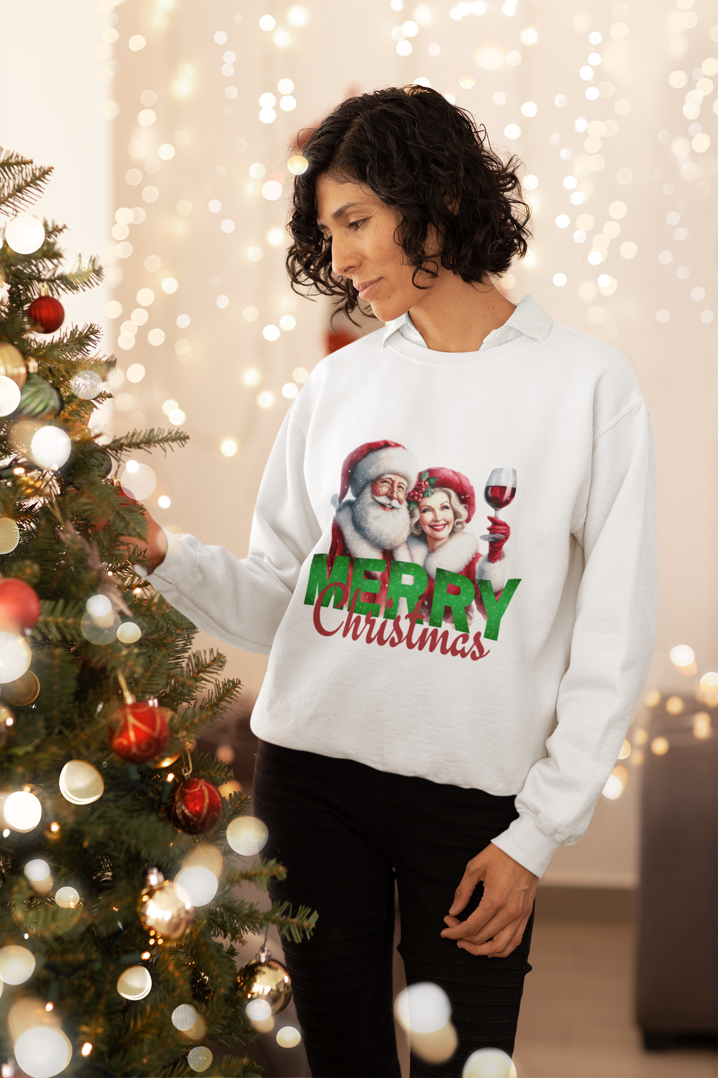 Funny Merry Christmas Sweatshirt Santa and Mrs. Claus Wine Drinking Holiday Sweater Cozy Unisex Xmas Crewneck Festive Christmas Gift product thumbnail image Funny Merry Christmas Sweatshirt Santa and Mrs. Claus Wine Drinking Holiday Sweater Cozy Unisex Xmas Crewneck Festive Christmas Gift product thumbnail image