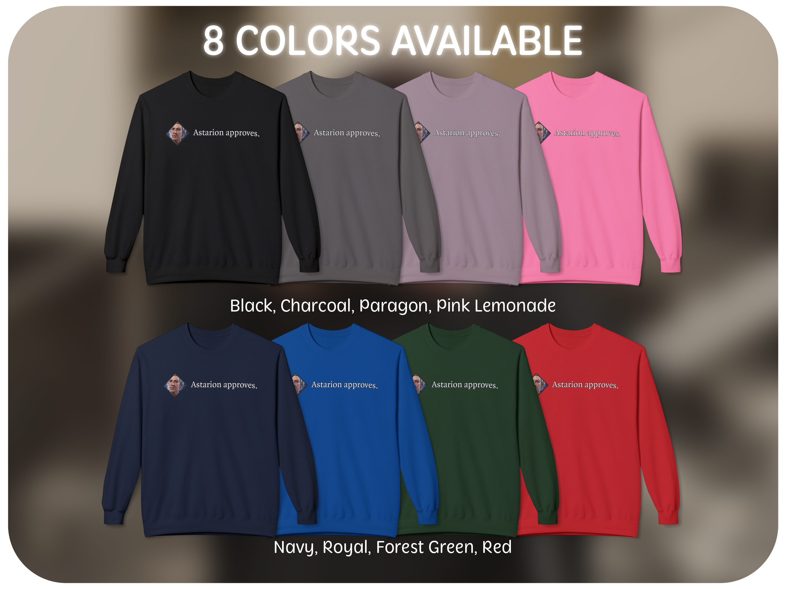 Astarion Approves Baldur's Gate 3 Crewneck Long Sleeve Sweatshirt - RPG Gamer Gift, Video Game Apparel, Cool Nerdy Dungeons & Dragons product thumbnail image Astarion Approves Baldur's Gate 3 Crewneck Long Sleeve Sweatshirt - RPG Gamer Gift, Video Game Apparel, Cool Nerdy Dungeons & Dragons product thumbnail image