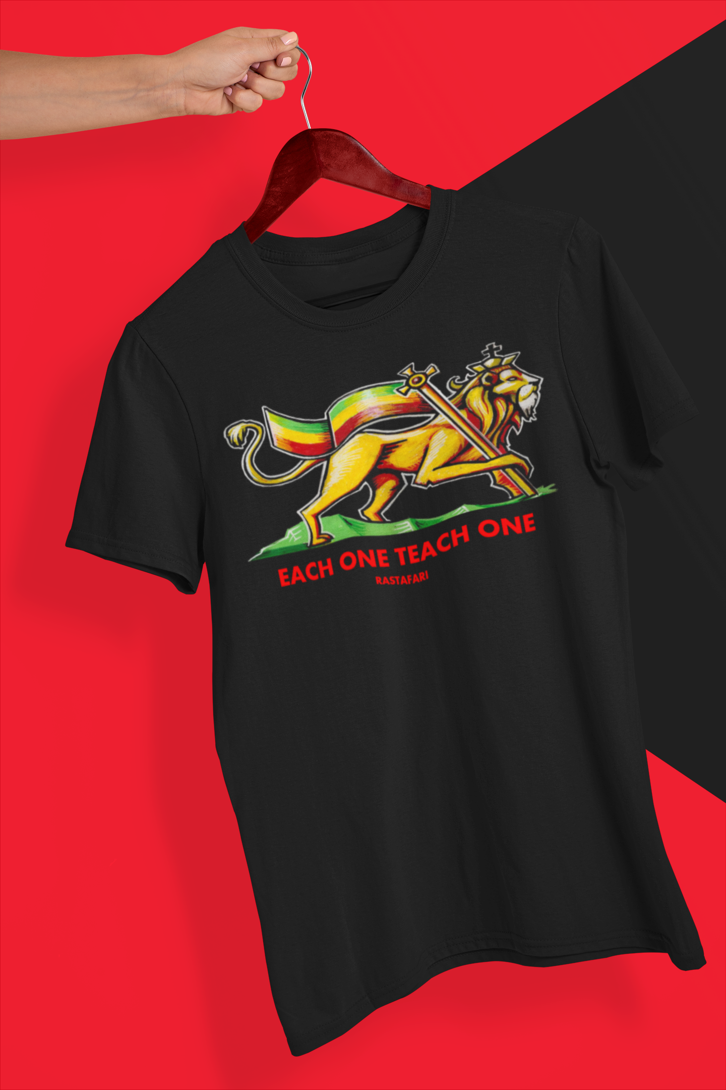Each one Teach one Rastafarian quote lion of Judah Tee product thumbnail image Each one Teach one Rastafarian quote lion of Judah Tee product thumbnail image