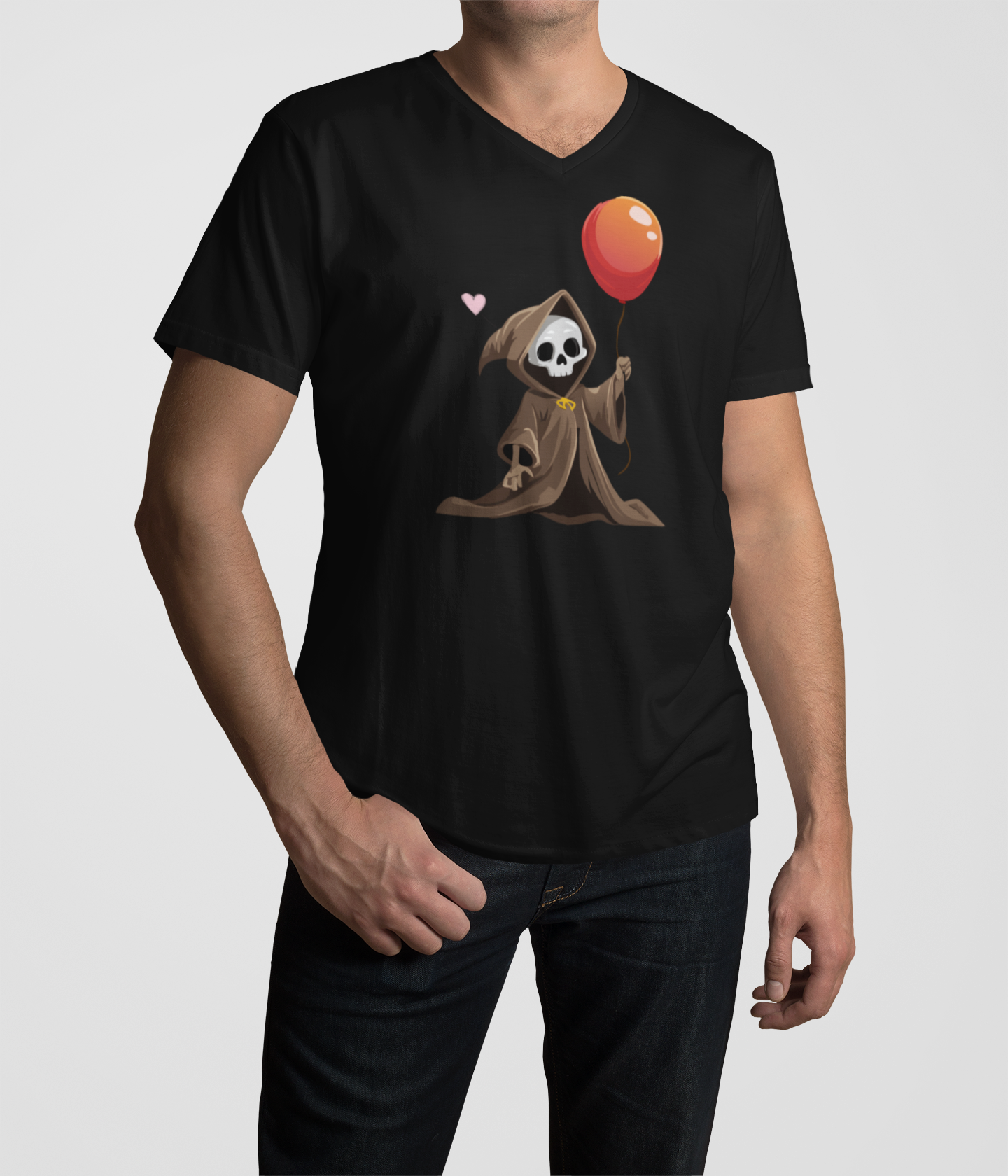 T-Shirt Little Grim Reaper with Balloons Fun Silly Macabre Tee product thumbnail image T-Shirt Little Grim Reaper with Balloons Fun Silly Macabre Tee product thumbnail image