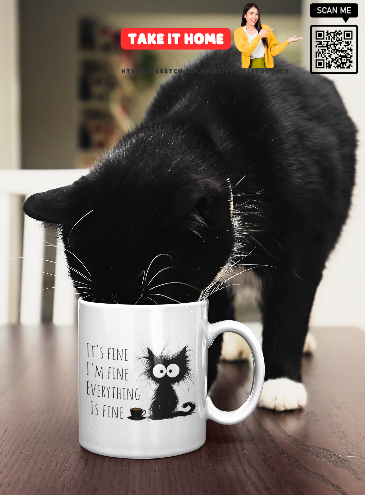 It's fine, I'm fine, Everything is fine,Barely Awake, Already Over It,Fueled by Chaos &amp; Coffee,Mornings? I’m Not Fine, Colorful Mugs, 11oz product thumbnail image