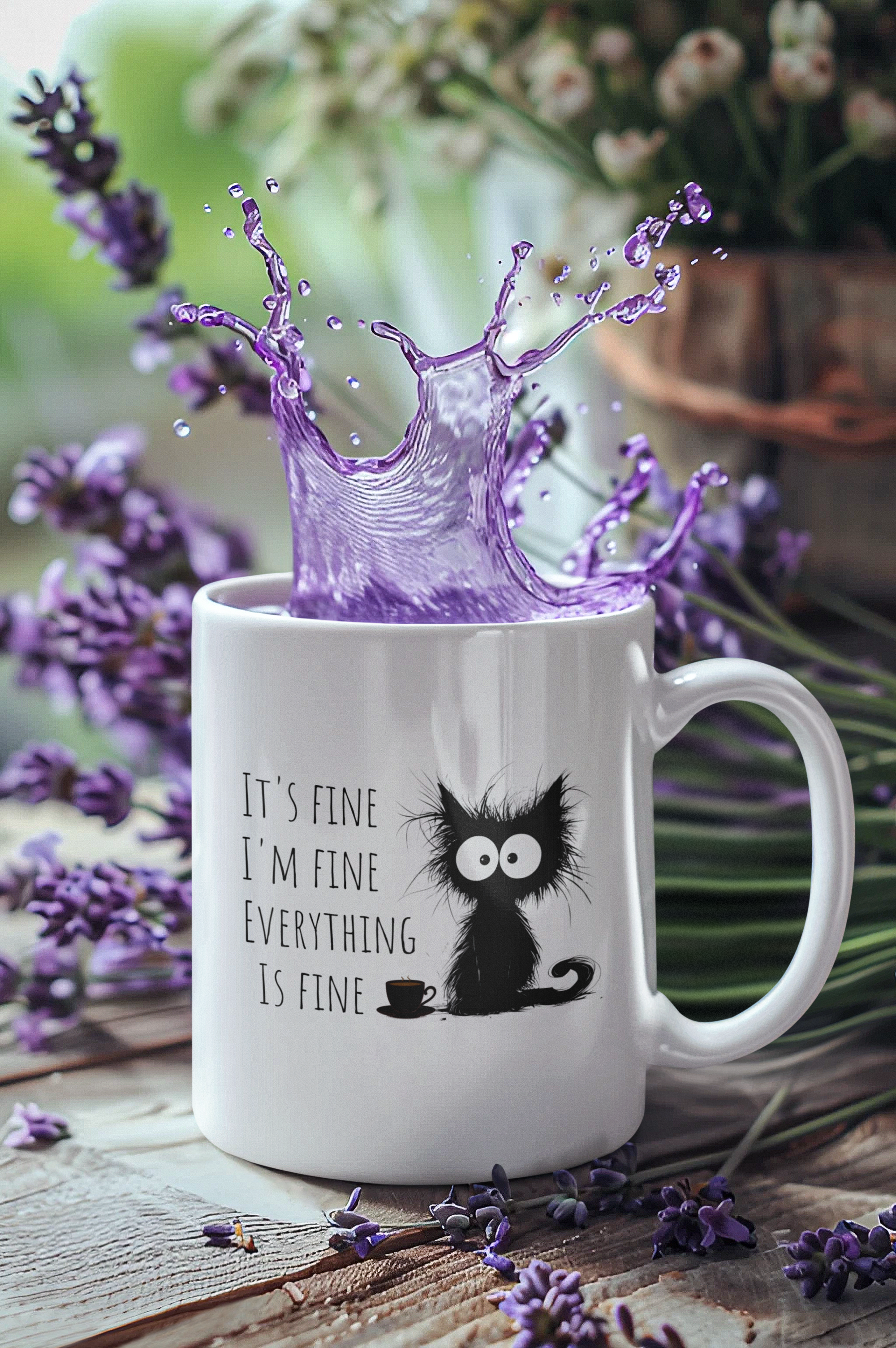 It's fine, I'm fine, Everything is fine,Barely Awake, Already Over It,Fueled by Chaos &amp; Coffee,Mornings? I’m Not Fine, Colorful Mugs, 11oz product thumbnail image