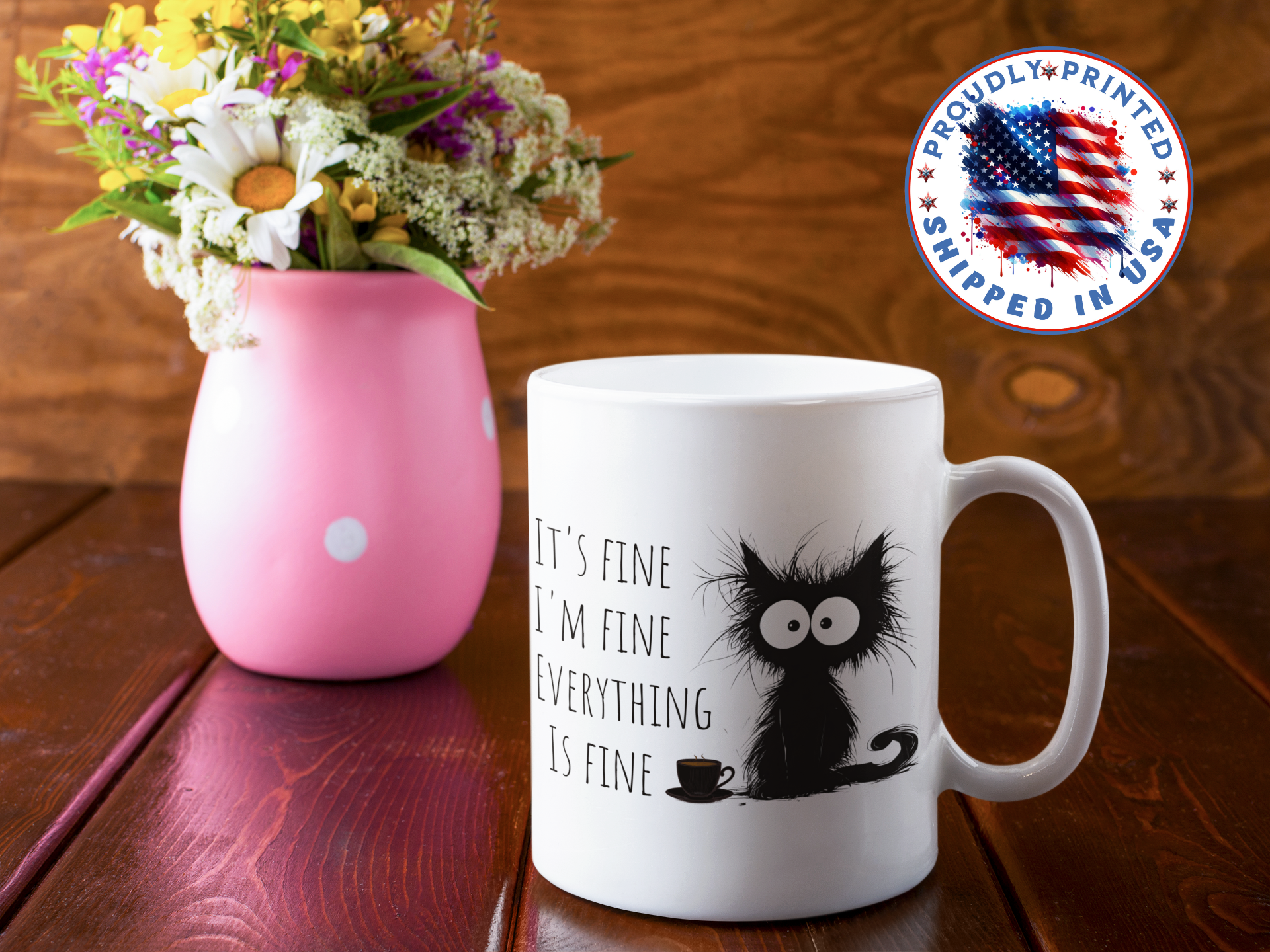 It's fine, I'm fine, Everything is fine,Barely Awake, Already Over It,Fueled by Chaos &amp; Coffee,Mornings? I’m Not Fine, Colorful Mugs, 11oz