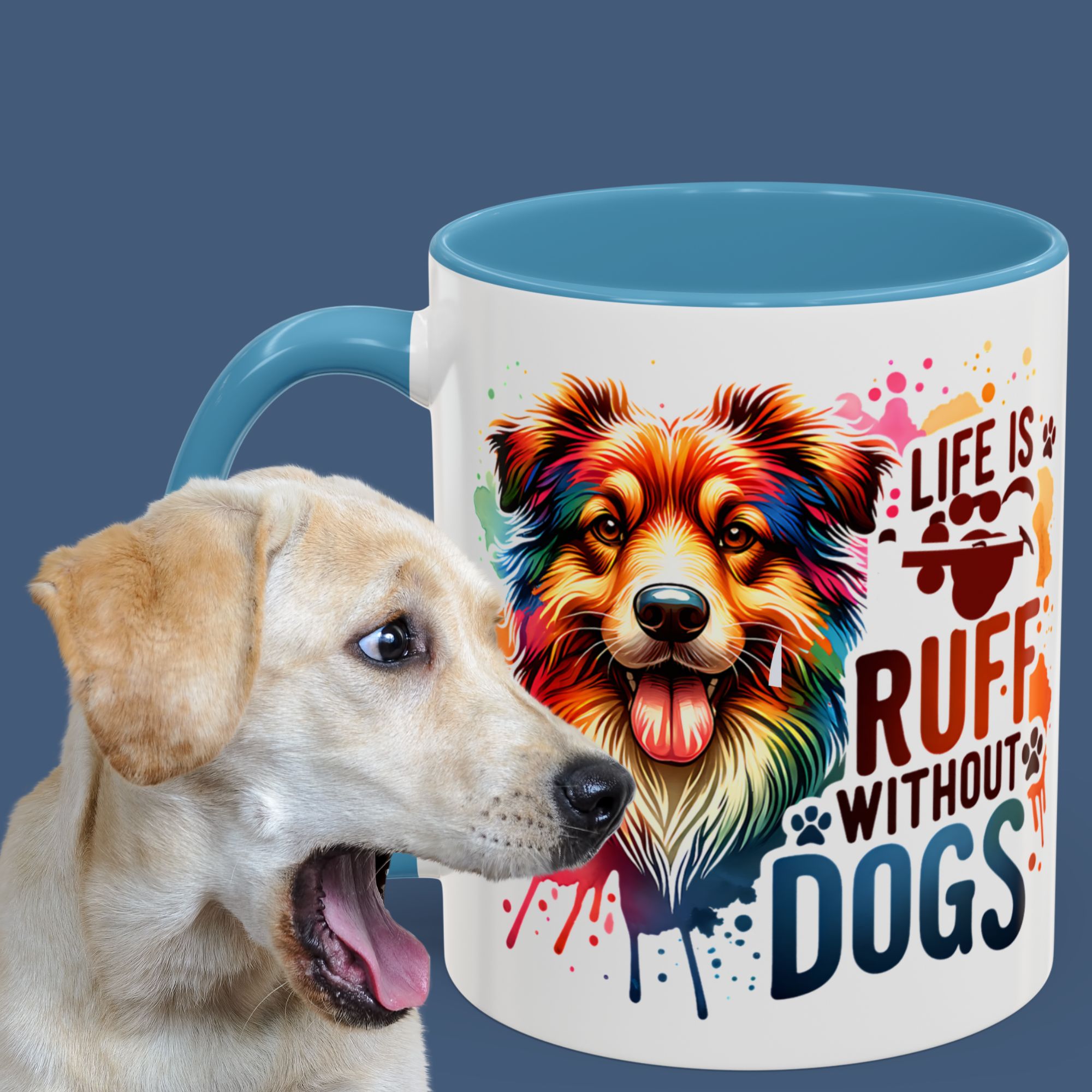 Life is Ruff Without Dogs ,Cute Dog Mug ,Perfect Gift for Dog Lovers ,gift,gifts for ,mug ,coffee ,Accent Coffee Mug (11, 15oz) 
