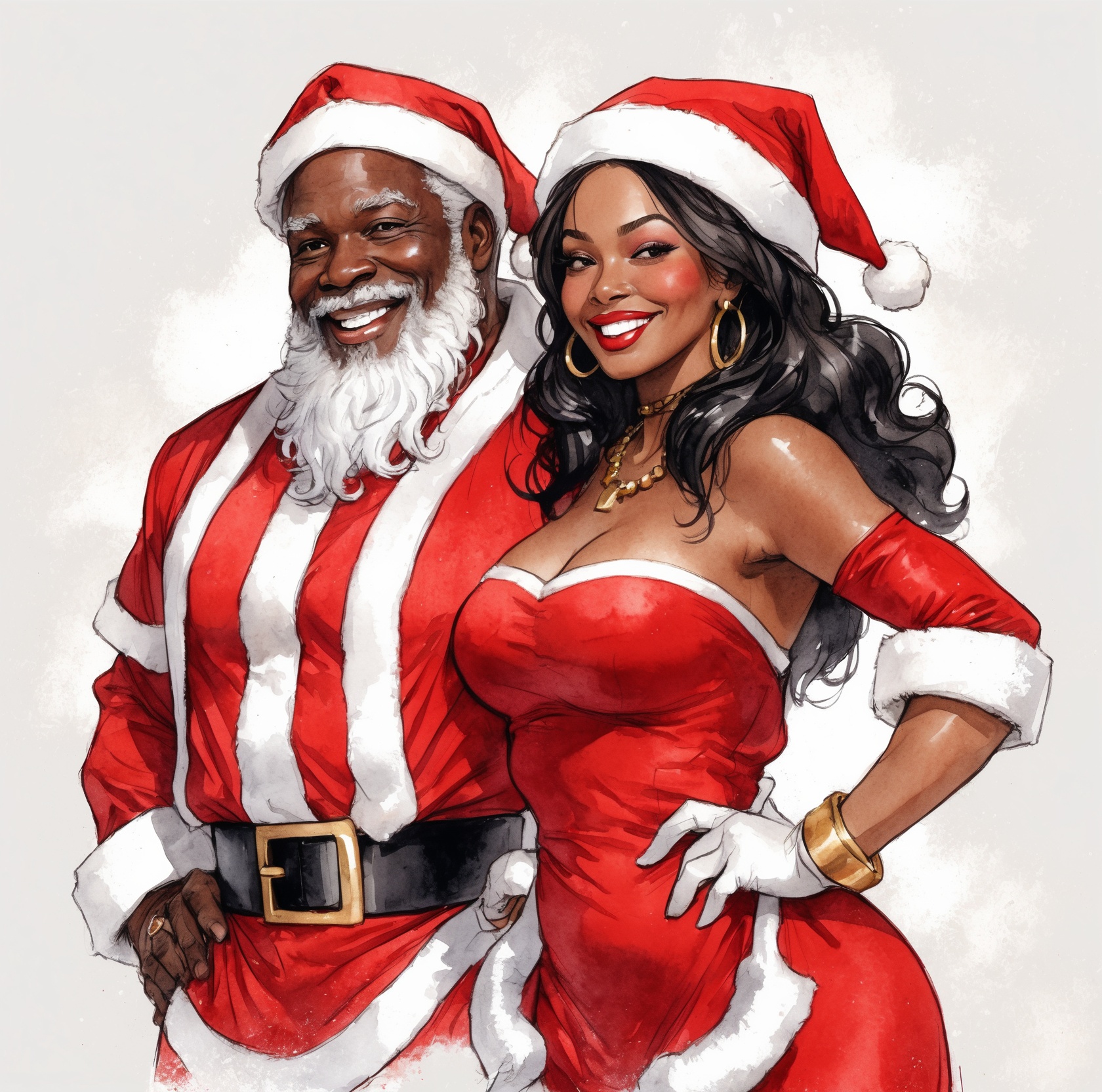 Gift Wrap Paper - Black Santa and Sexy Mrs Clause Design product thumbnail image