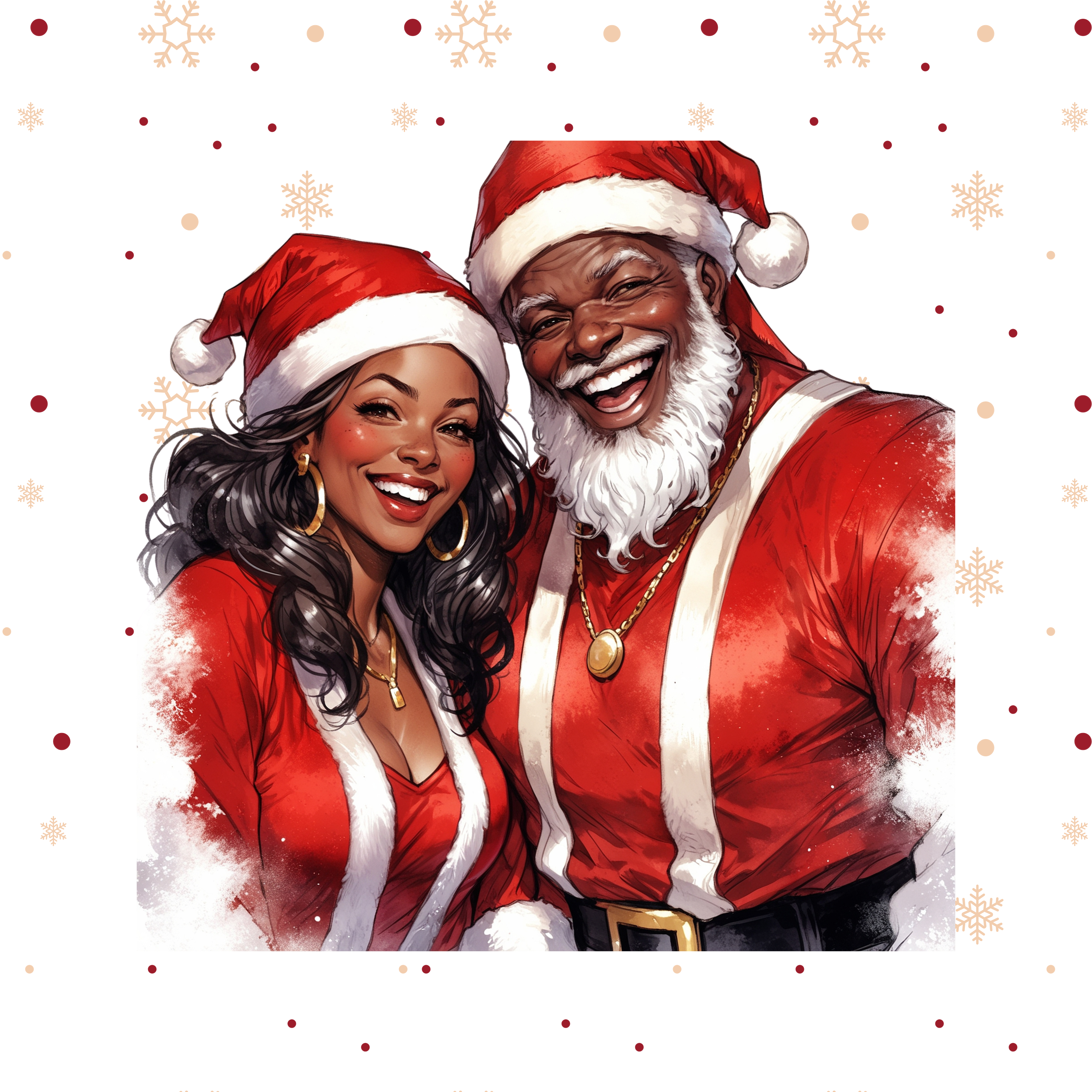 Christmas Wrapping Paper - Black Santa and Mrs Clause product thumbnail image